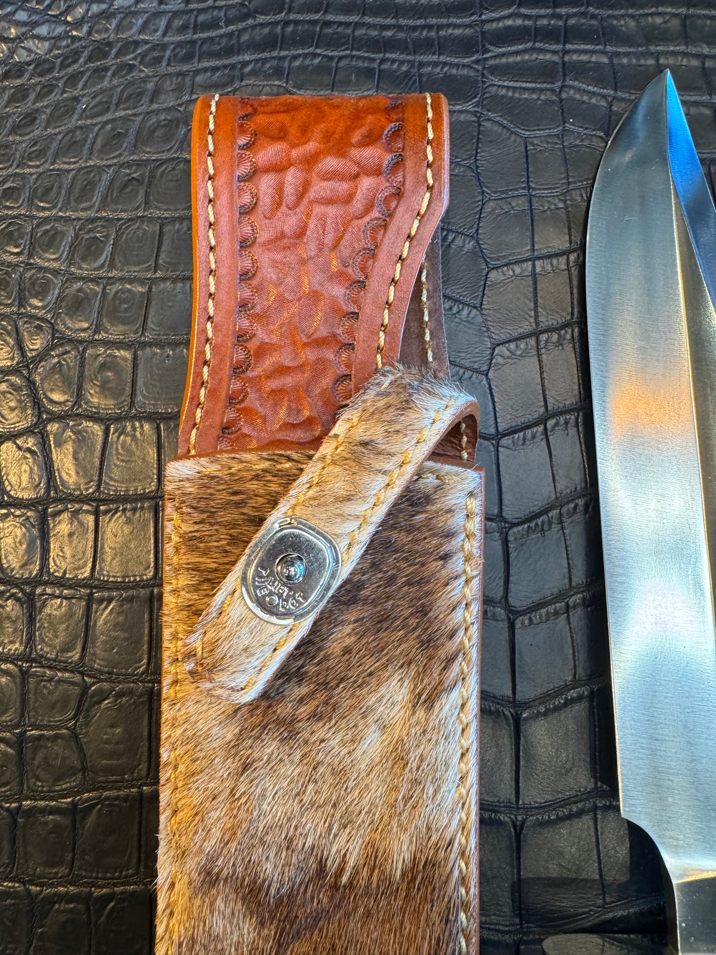 Randall Model 12-9/14 Grind Sheath in Exotic Giraffe by Treeman. (Sheath only)