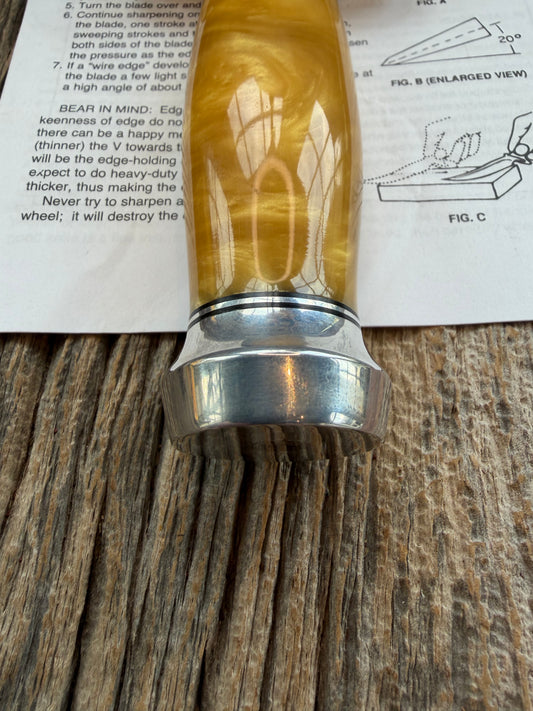 Randall Knife Model Clinton Special in Irradesent Poly Pearl, Stainless Steel, NSH and Durilium Butt cap .