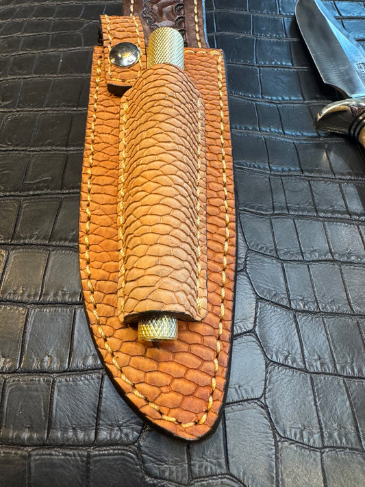 Randall Model Stanaback Special Sheath Straight Hilt and Sharpening Rod in Exotic Beaver Tail by Treeman. (Sheath only)