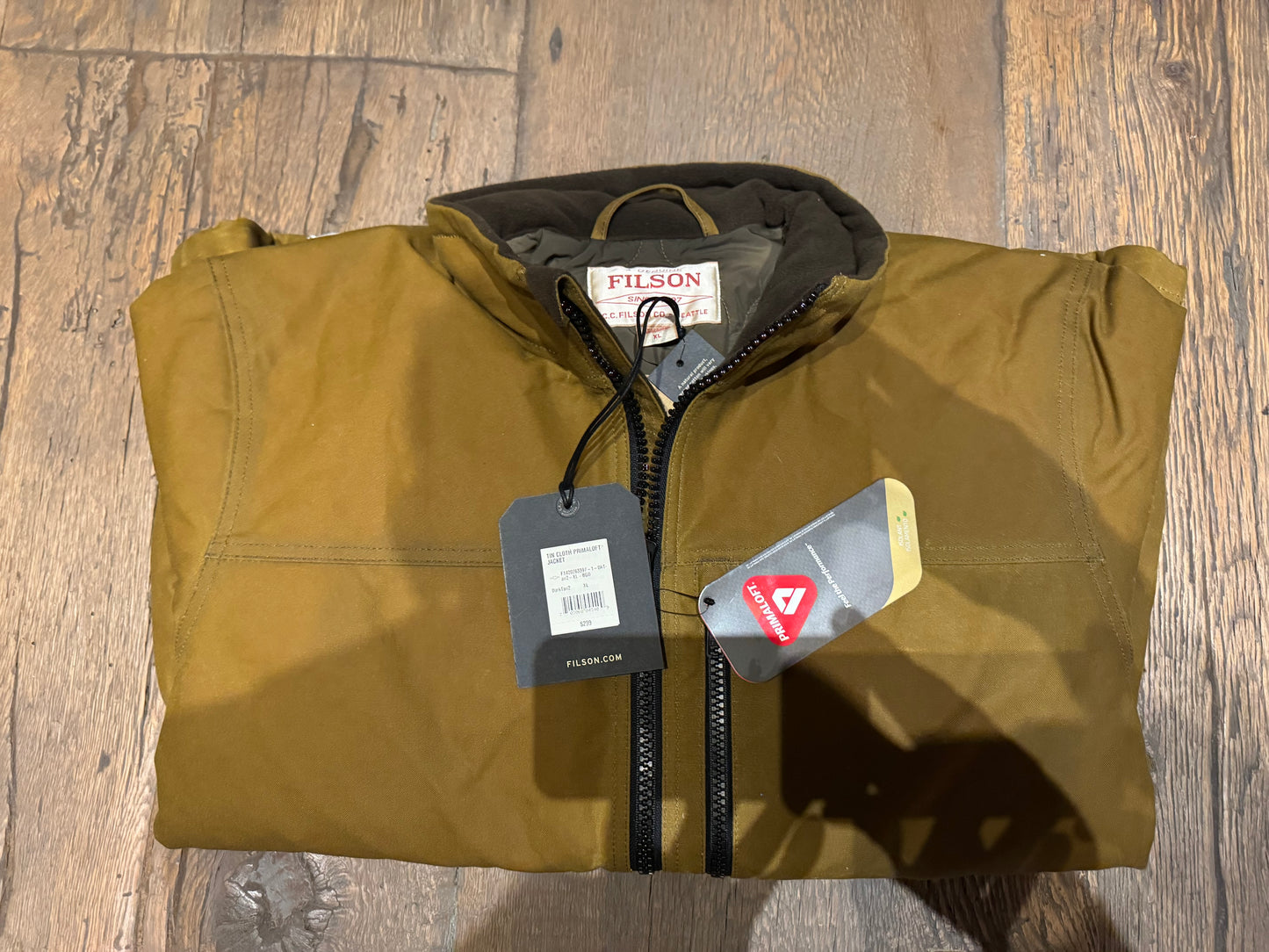 NWT Filson TIN CLOTH PRIMALOFT® JACKET DARK TAN extra Large XL NWT