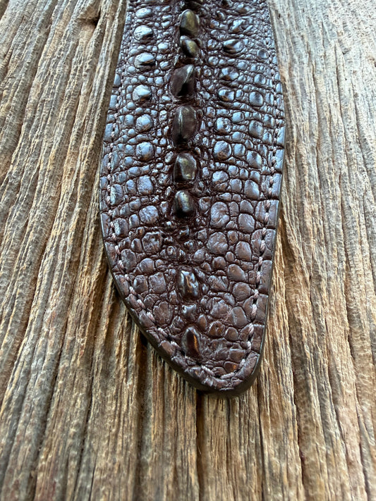 New Randall Model 12-9/14 Grind Sheath in Exotic Brown Snapping Turtle by Treeman. Spiked Dragon tail portion of the turtle.