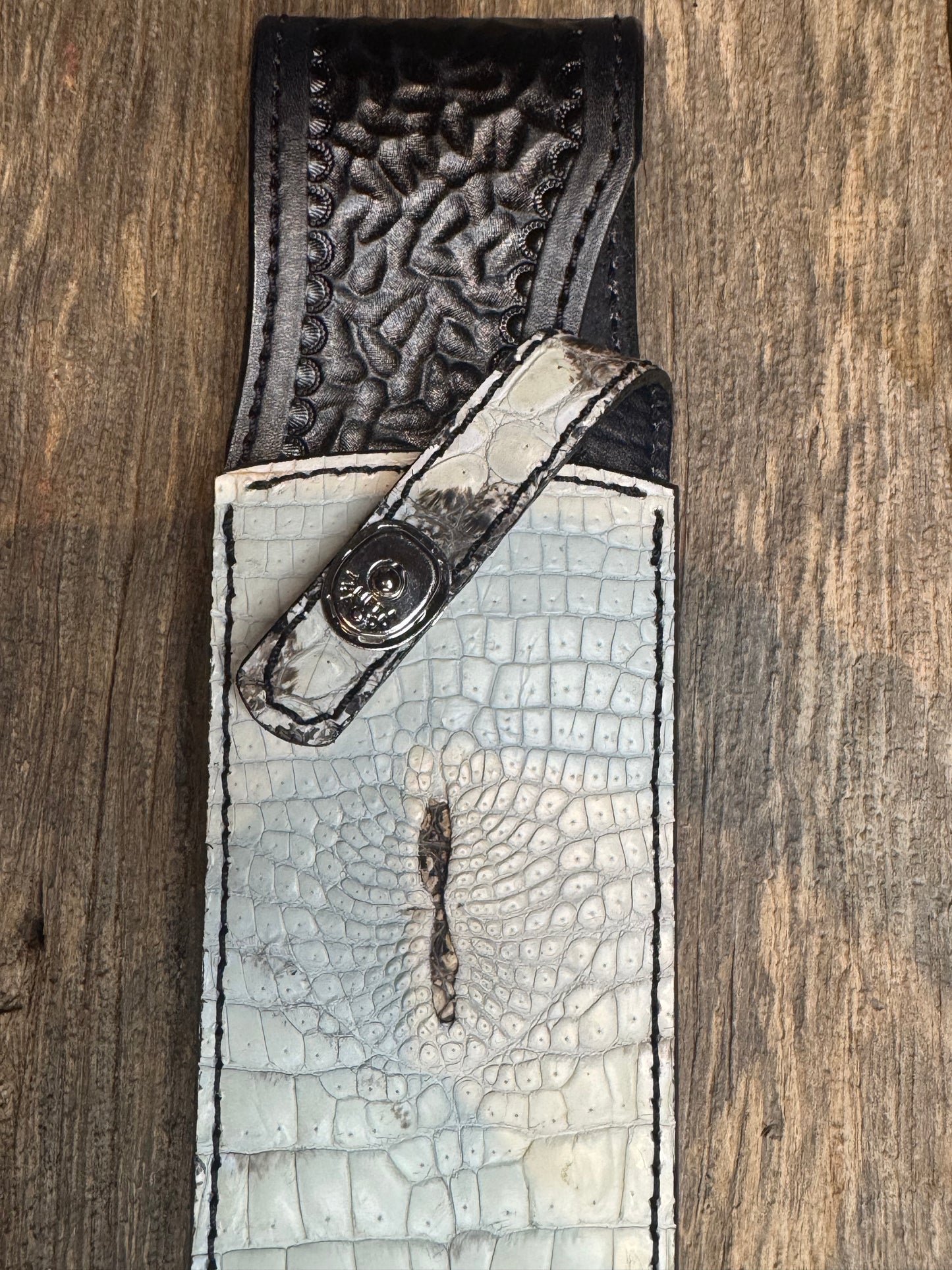 Randall Model 12-11 “Smitty” Anus Sheath in Exotic Natural Crocodile from Treeman.