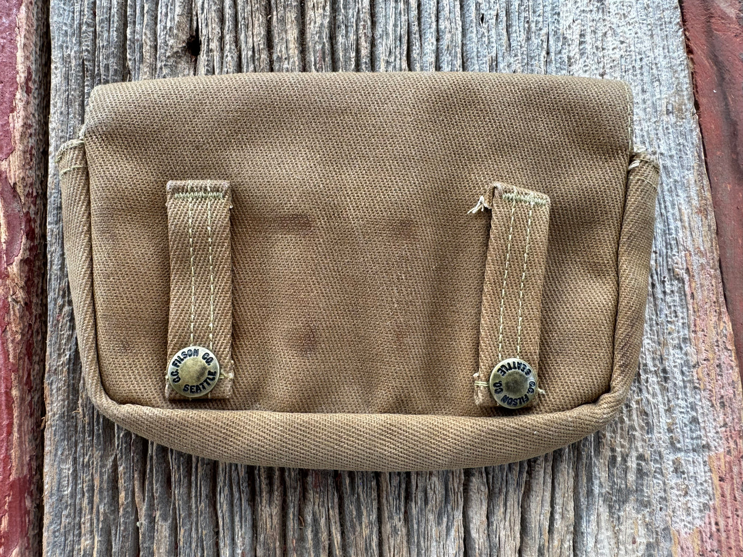 Rare Filson heavy Twill Cloth Belt Pouch| Choke Tube case| Shotgun shell case| Made in the USA|discontinued| Dark Tan