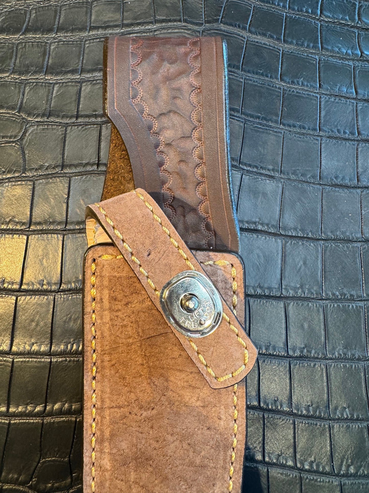Randall Model 12-6 “Little Bear” in Exotic Sheath in Grey Hippo by Treeman.