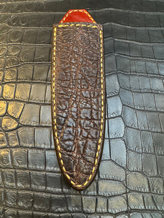 Randall Model 24 “Guardian” Sheath in Exotic Brown Elephant by Treeman. (Sheath only)
