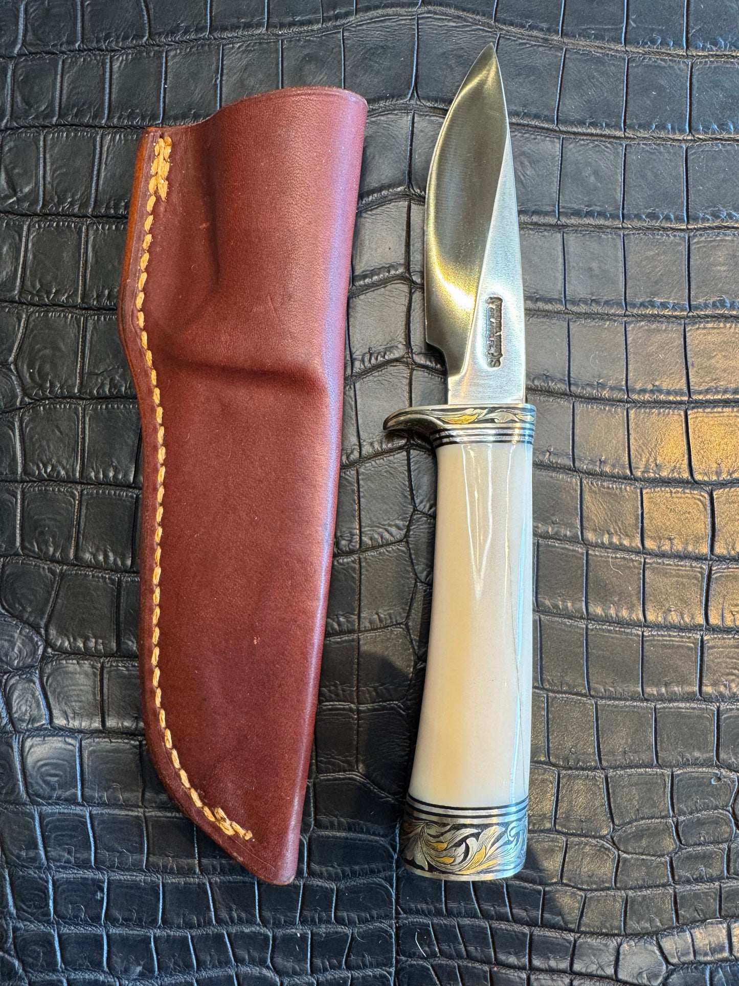 Vintage Randall Model 2-5 in Elephant Ivory with Nickel Silver Hilt and Aluminum Butt cap. Flawless.