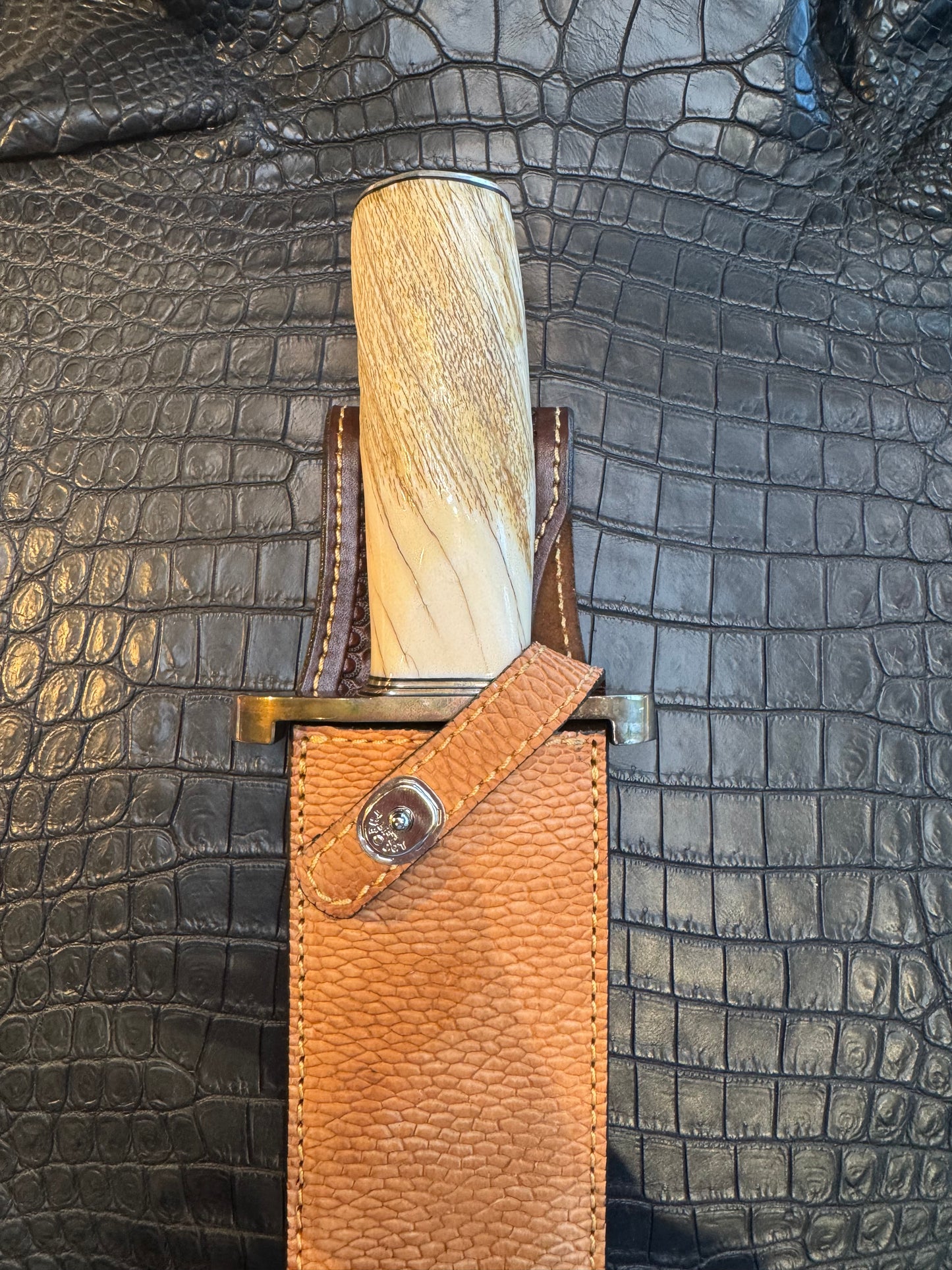 Randall Model Smithsonian “Smitty” Sheath Lugged Hilt in Exotic Beaver Tail by Treeman. (Sheath only)