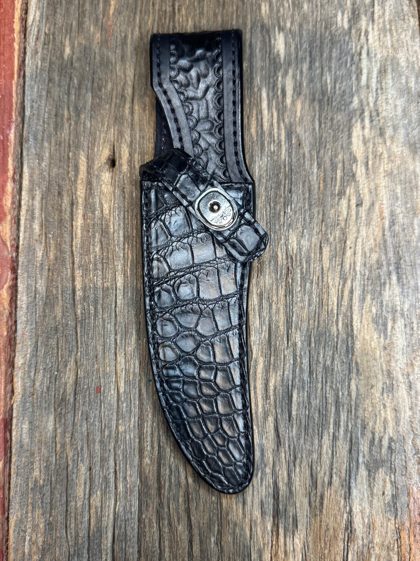 Randall Model 27 Sheath in Exotic Black Crocodile from Treeman.