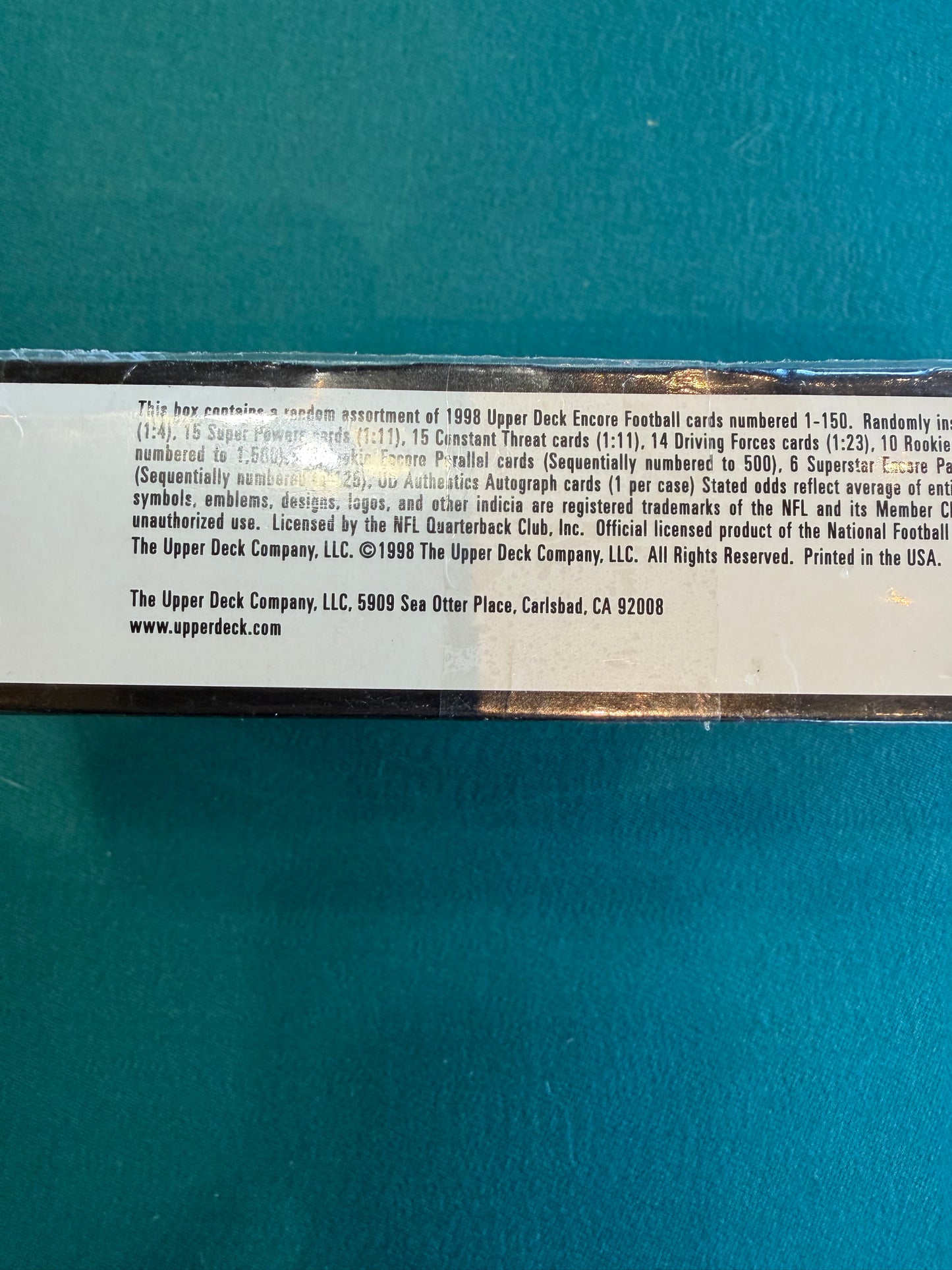 1998 UPPER DECK ENCORE NFL FOOTBALL HOBBY BOX PEYTON MANNING RC NEW SEALED Factory Sealed Hobby Box 24 packs per box