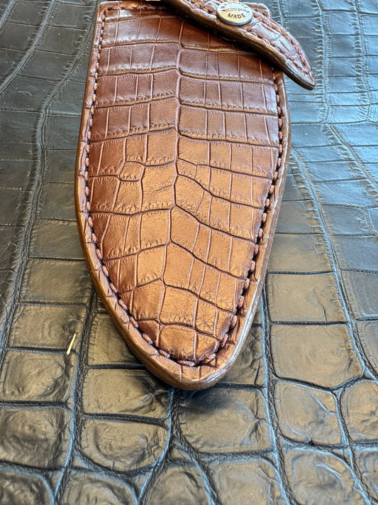 Randall Model 19-5 Exotic Brown Crocodile Sheath from Sullivans by Gutcher.