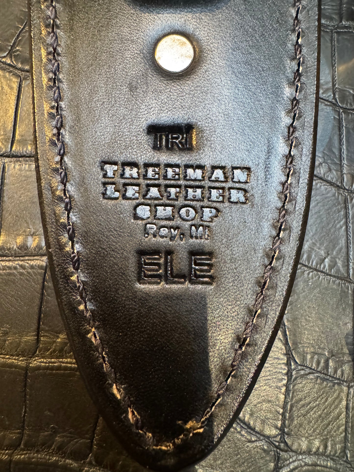 Randall Model Tri Athlete Sheath with Scales Added in Exotic African Elephant by Treeman. (Sheath only)