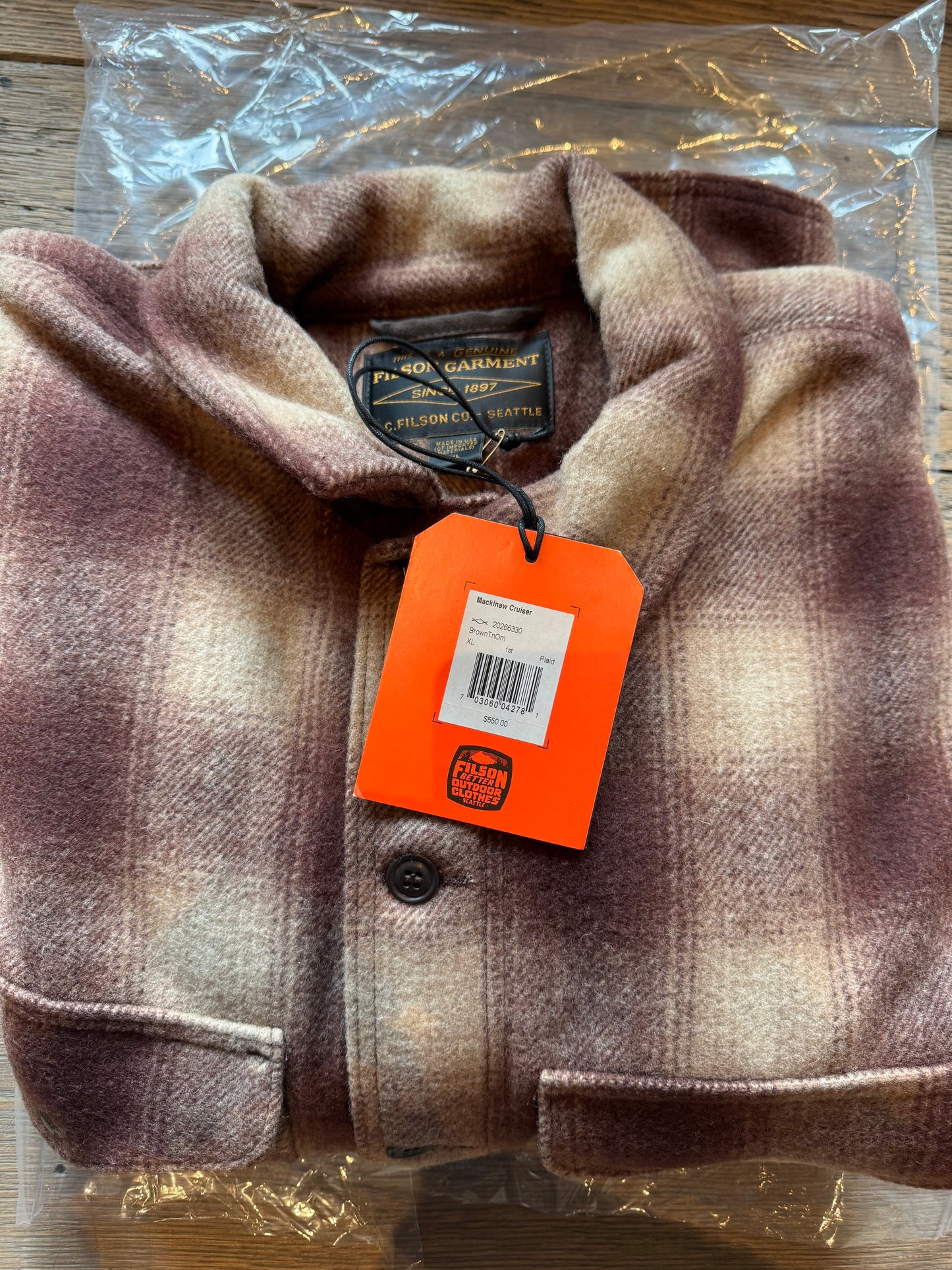 Filson Mackinaw Wool Cruiser | X Large | Brown Tan Ombre | Made in USA | NWT $550