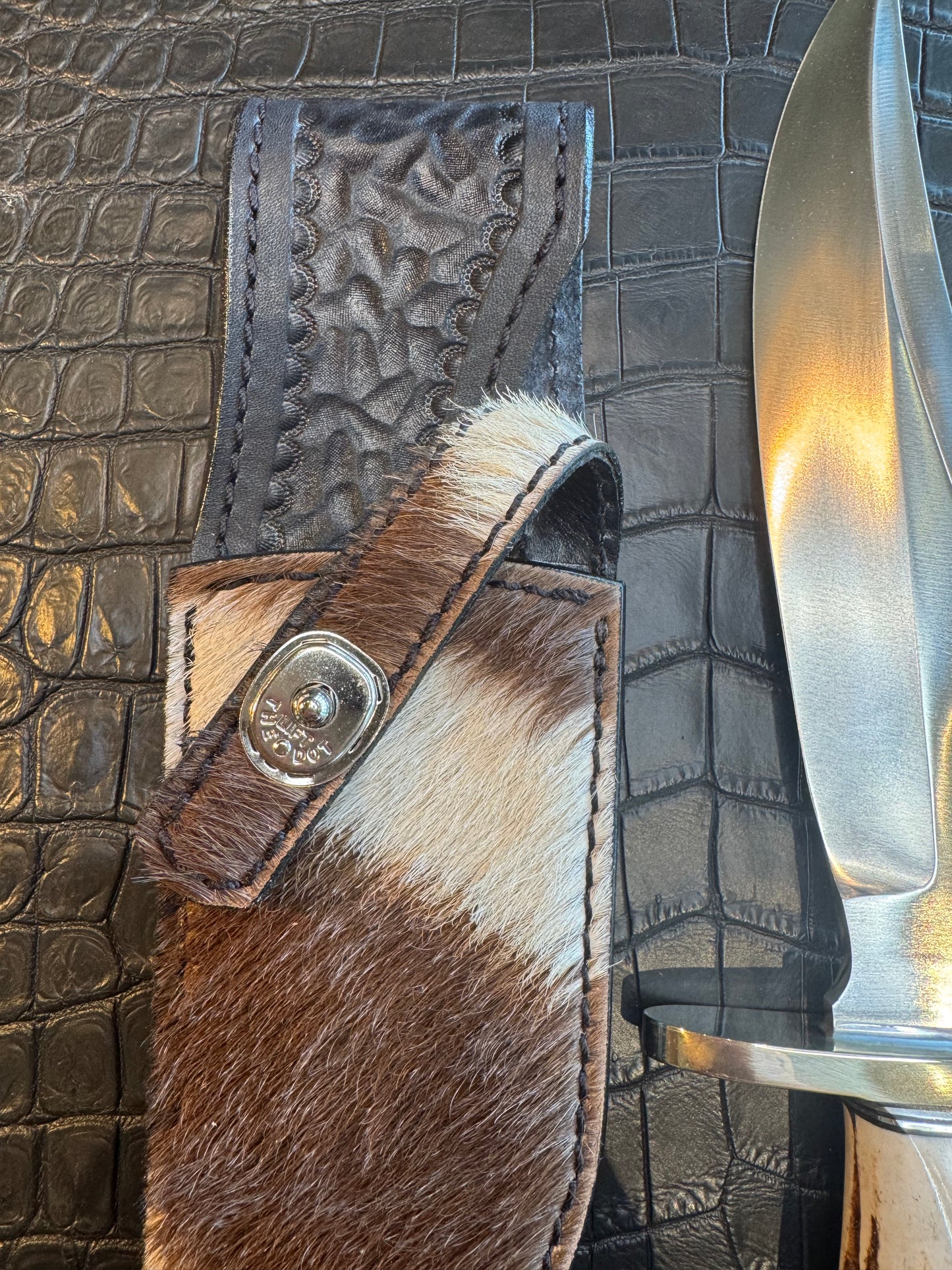 Randall Model 12-8 “Big Bear” Sheath in Exotic Zebra by Treeman. (Sheath only)