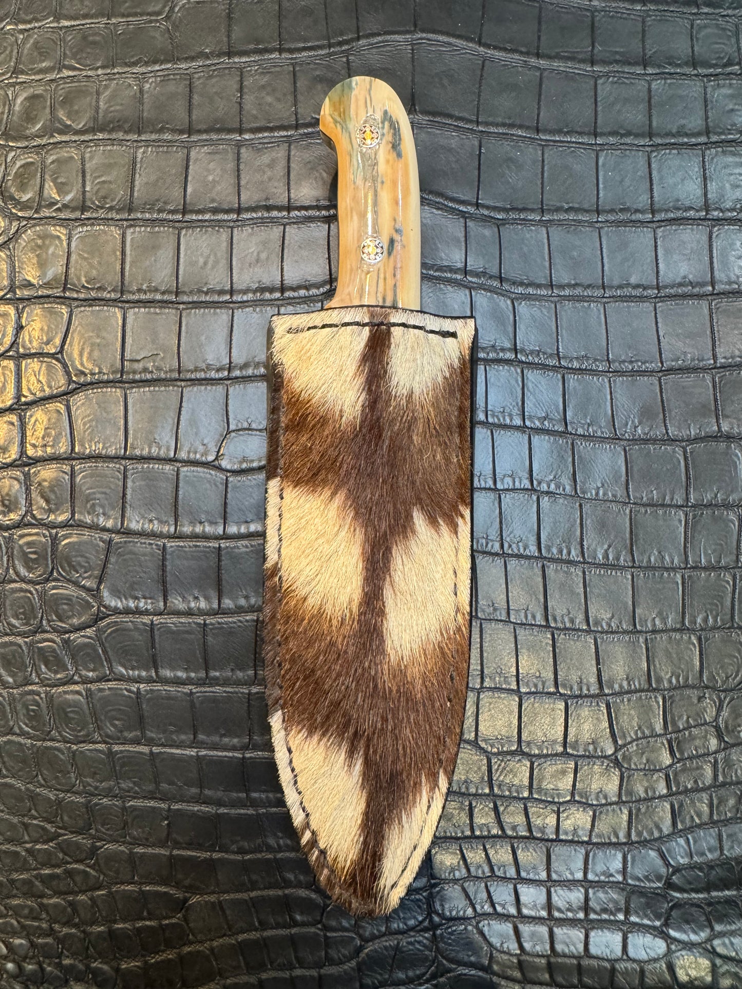 Randall Model Tri Athlete Sheath with Scales Added in Exotic African Zebra ( unique pattern) by Treeman. (Sheath only)