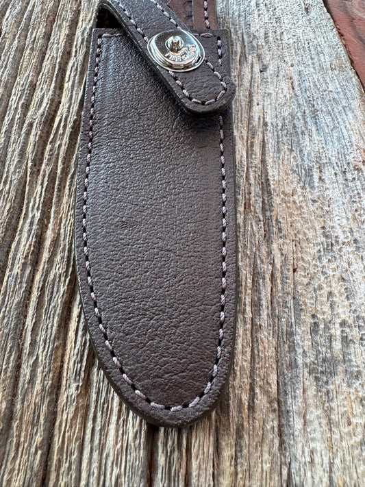 Randall Combat Companion Sheath in Exotic Cape Buffalo in Dark Brown Leather from Treeman.