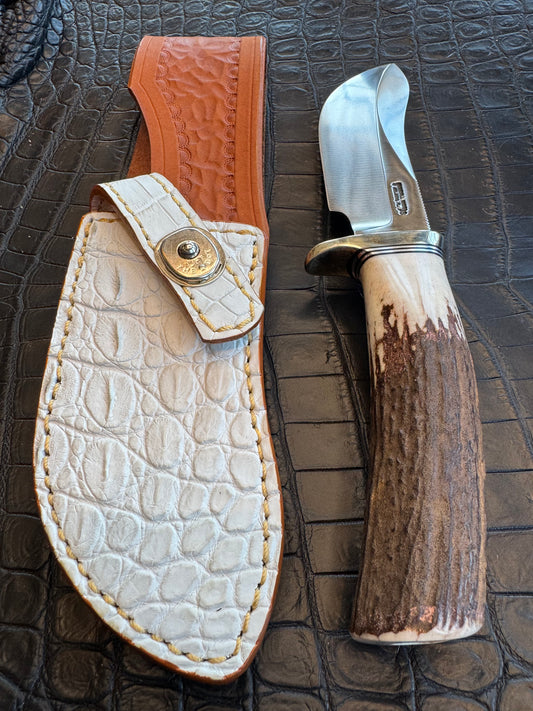 Randall Model Bowles Special Sheath in Exotic White Crocodile Skin from Treeman. Sheath only