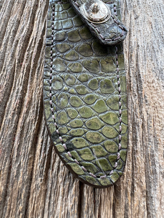 Randall Model 23 Sheath in Exotic Army Green Crocodile from Treeman.