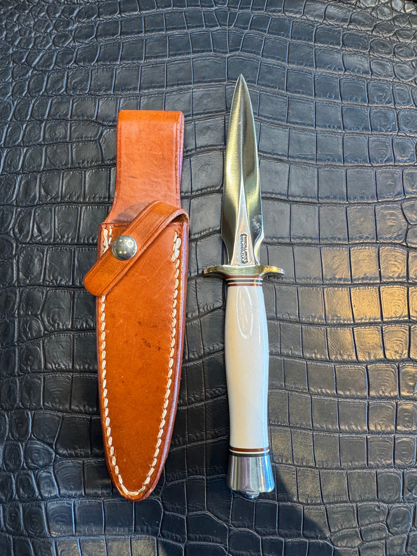 Vintage Randall Model 2-5 in Elephant Ivory with Nickel Silver Hilt and Aluminum Butt cap. Flawless.