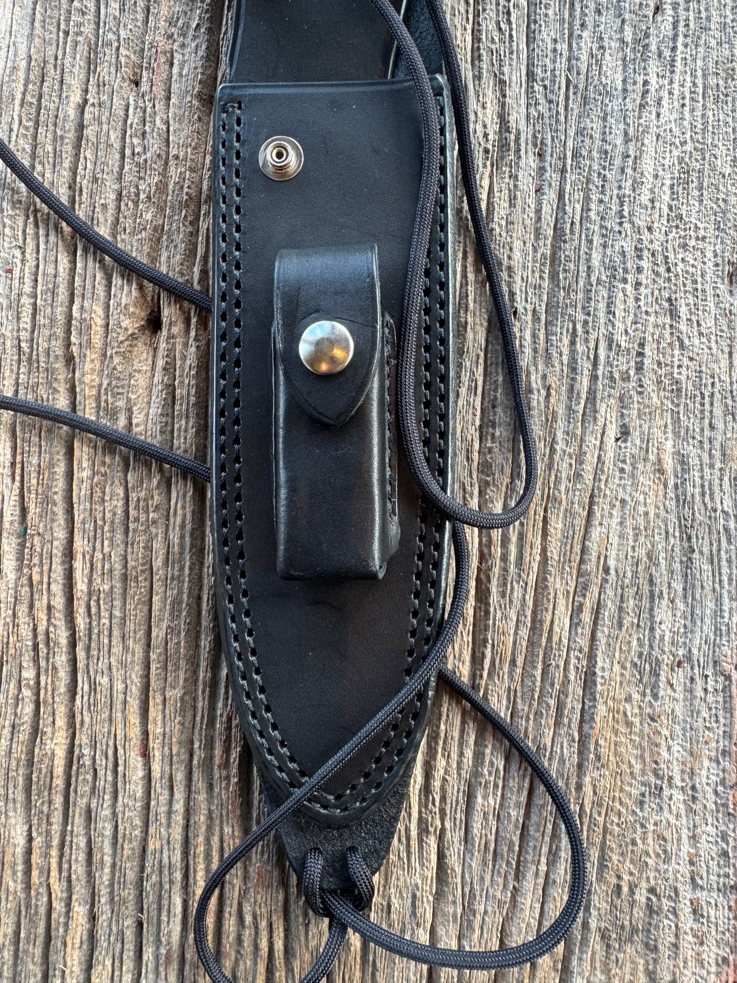 New Randall Sullivans by Gutcher Black Leather Knife Sheath Model 14 with Sharpening Stone.