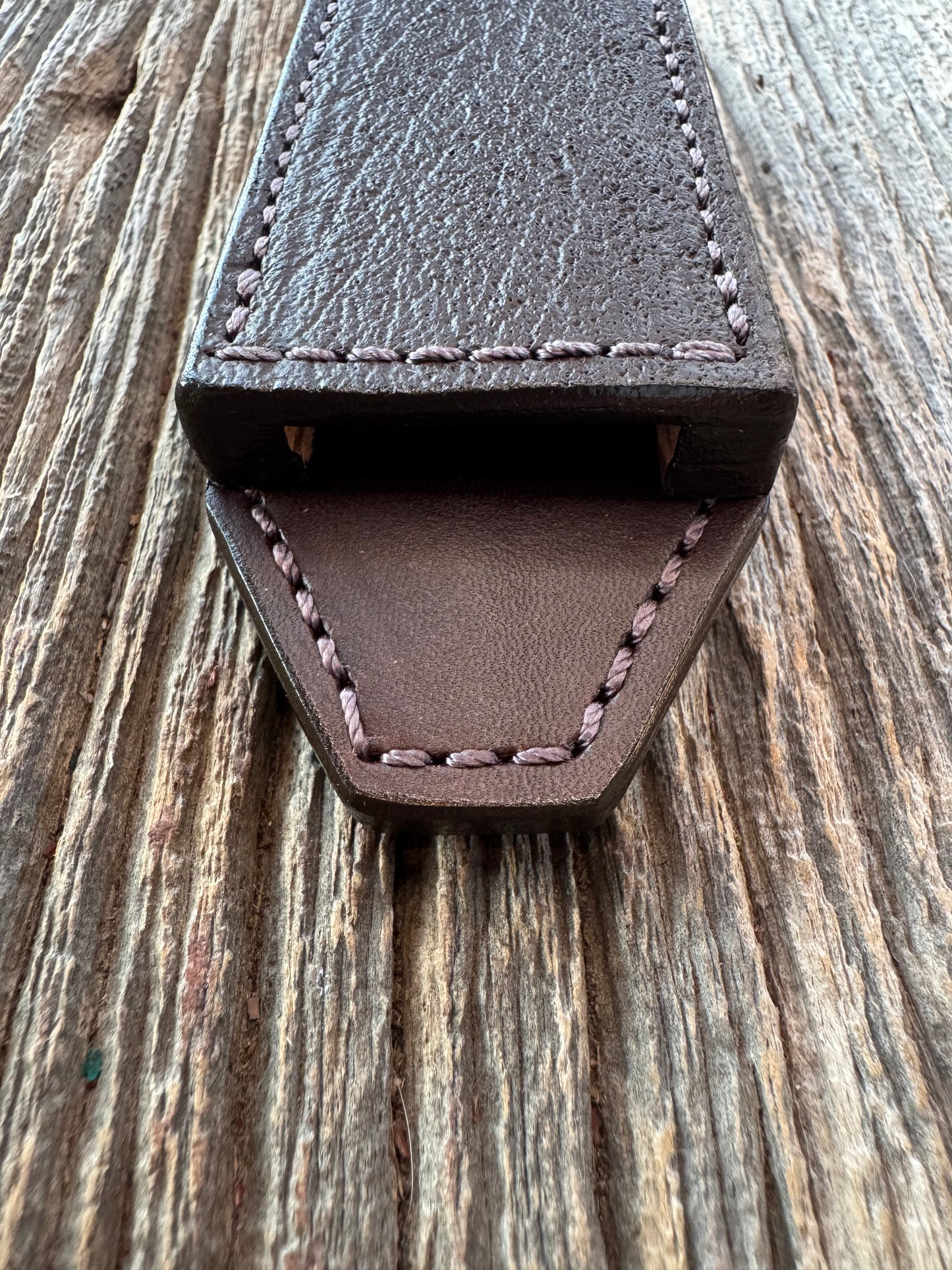Randall Model Gambler 5 Inch Sheath in Exotic Cape Buffalo in Dark Brown Leather from Treeman.