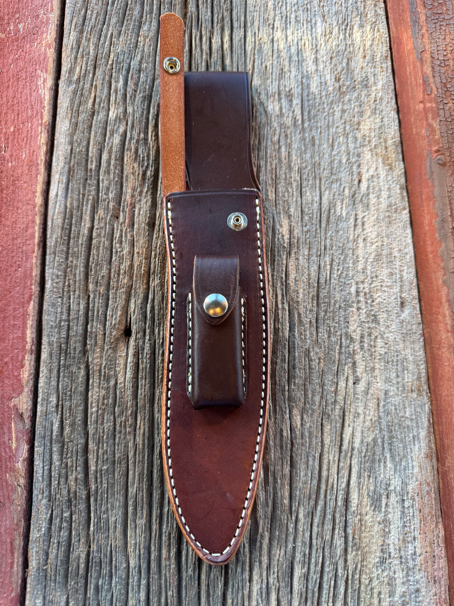New Randall Sullivans by Gutcher Leather Knife Sheath for a Dealer Special Model 12-8C Small Sasquatch with Sharpening Stone.