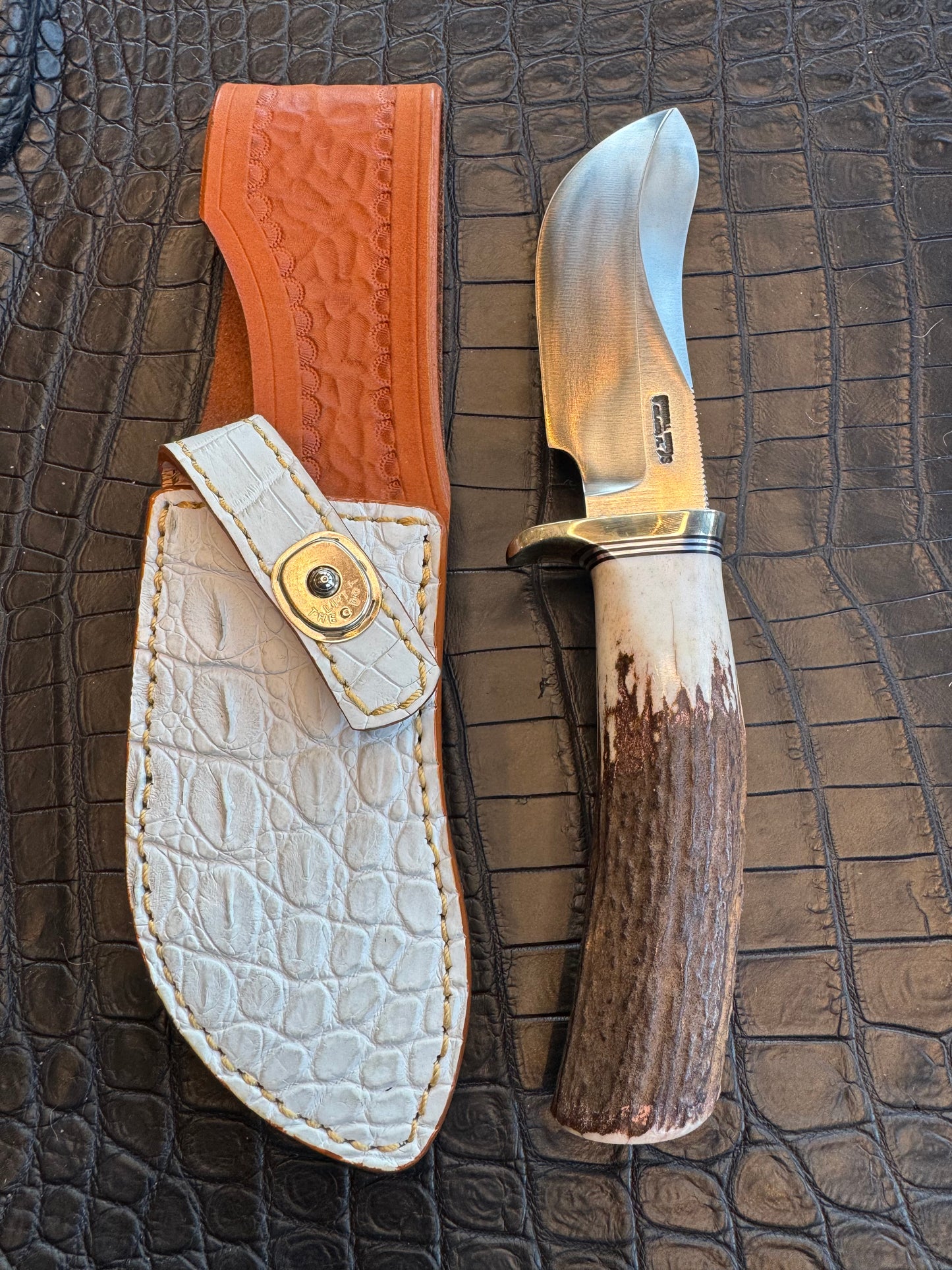 Randall Model Bowles Special Sheath in Exotic White Crocodile Skin from Treeman. Sheath only