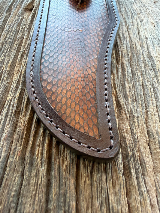New Randall Model 12-11 Smitty Sheath in Exotic Cobra with actual head by Treeman. Black and Browns … Only have one.