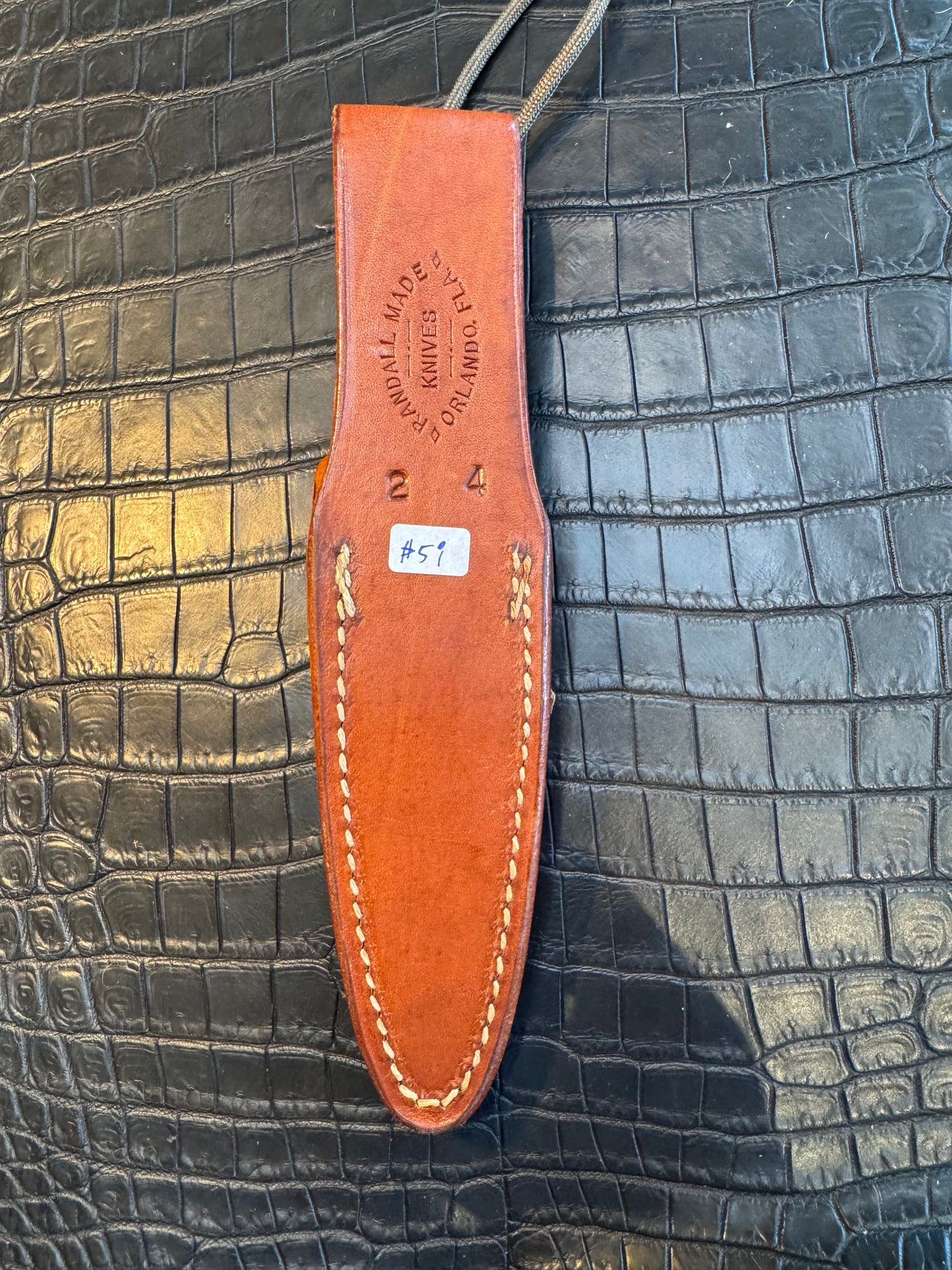 Randall Model 2-4 Sheath in Tan Leather made by Johnson Sheaths in the 90’s for Randall Knives.