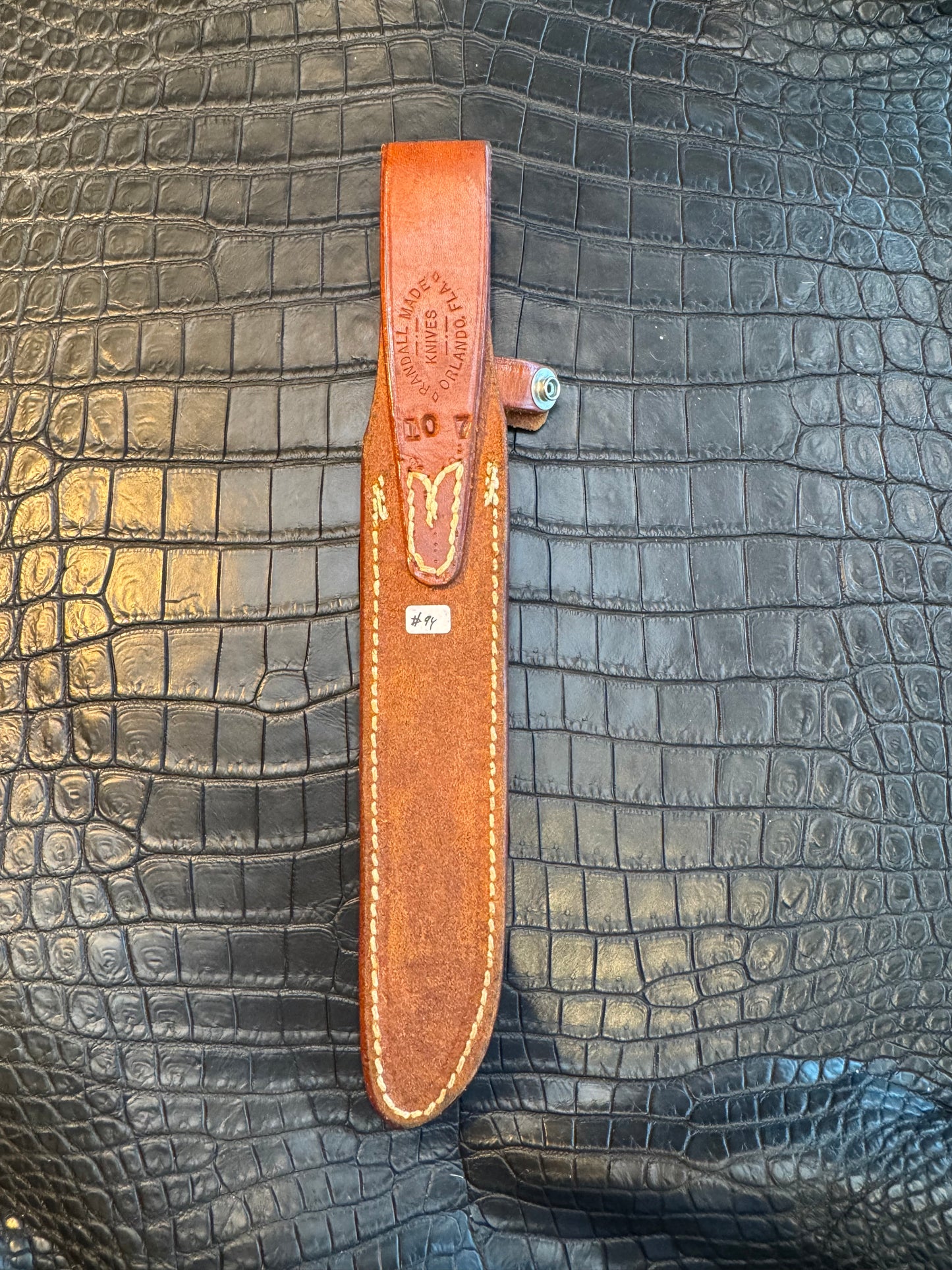 Randall Model 10-7 Sheath in Tan Leather made by Johnson Sheaths in the 90’s for Randall Knives.