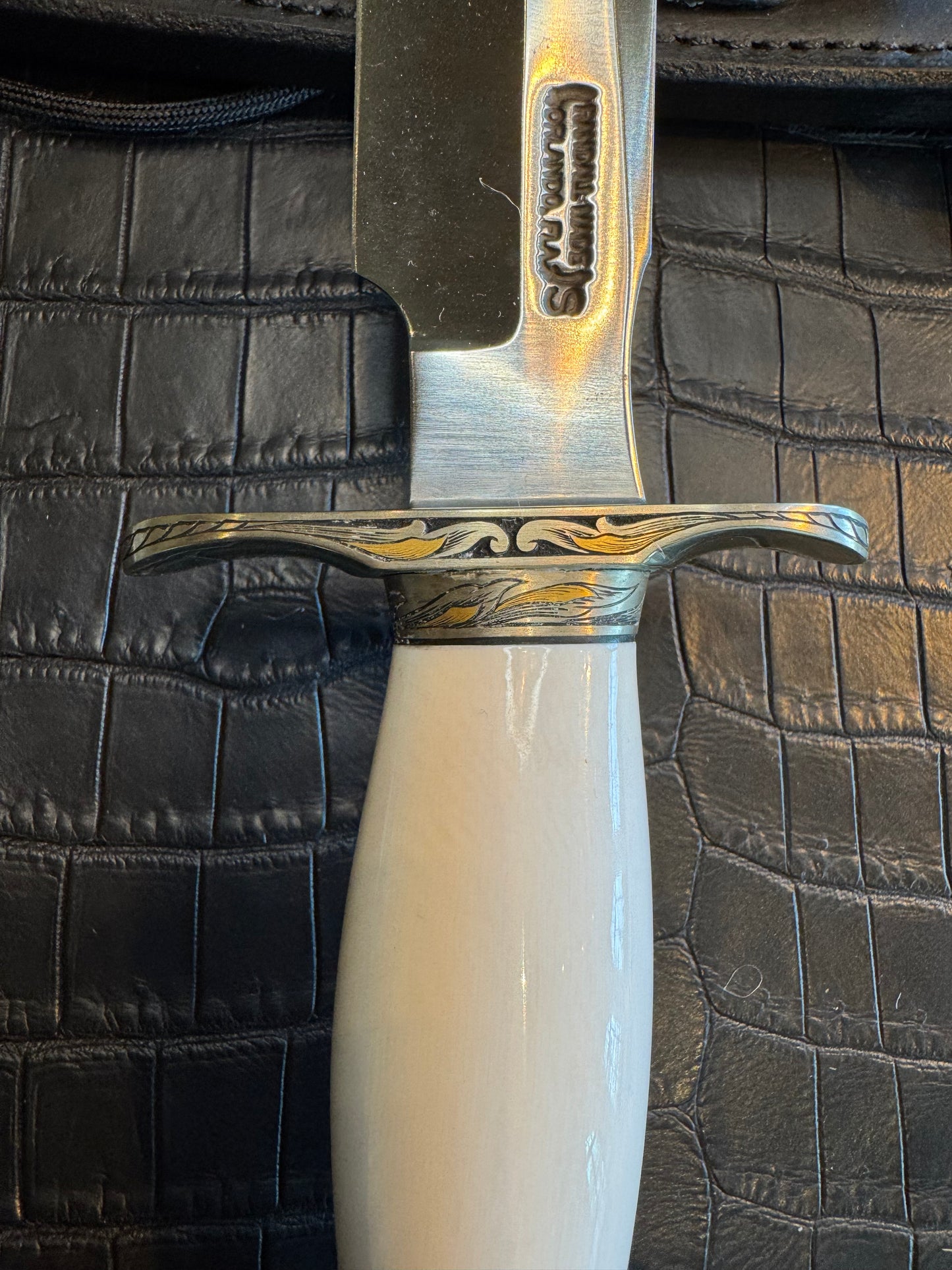 Randall Model 1-8 in Elephant Ivory, Gold and Silver Engraved, Nickel Silver Hilt and Butt cap.