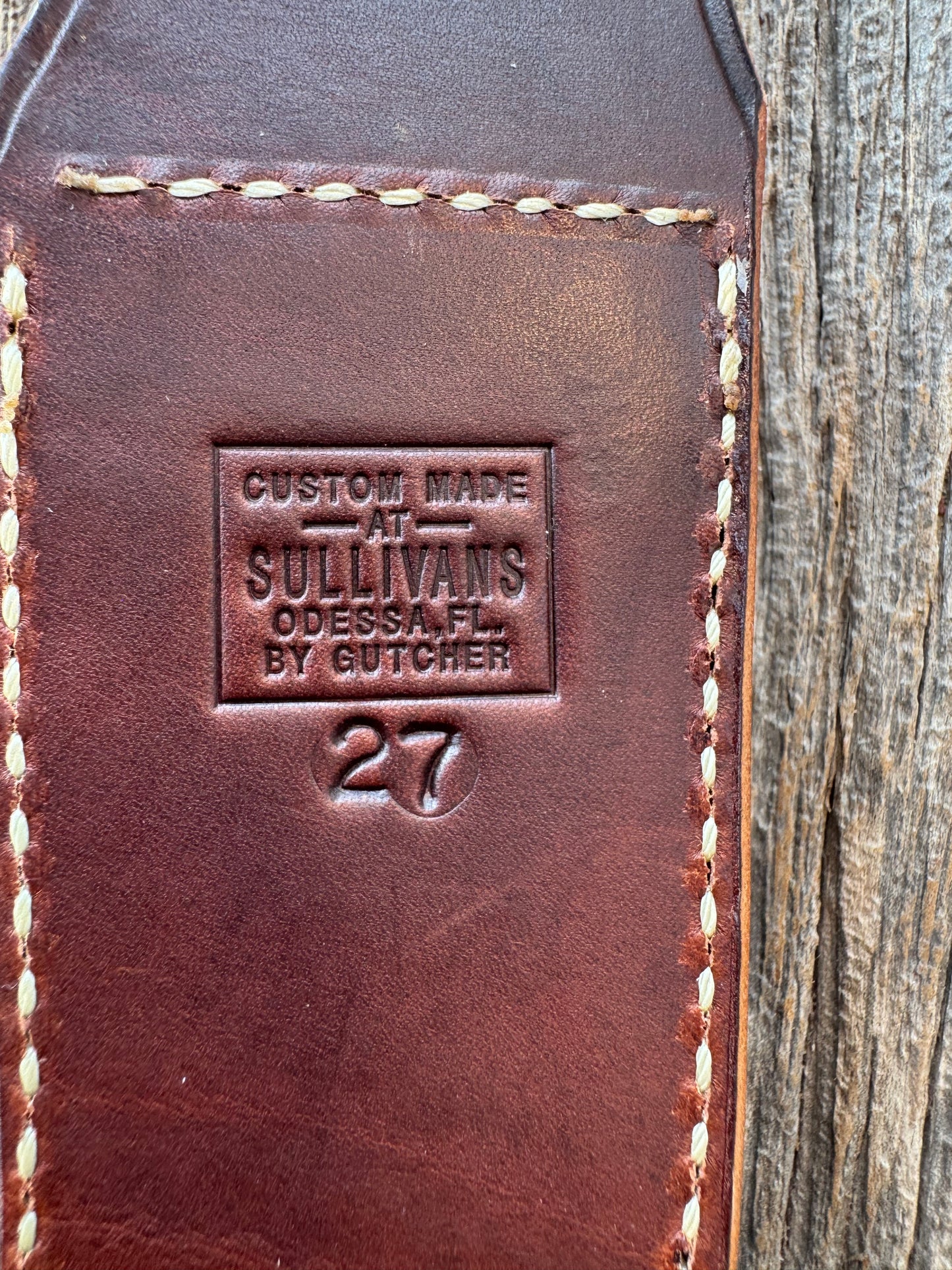 New Randall Sullivans by Gutcher Leather Knife Sheath Model 27 with sharpening stone.