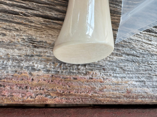 New in paper Randall Model 8-4 with a nice piece of customer supplied Dave Warthers Resin with a single finger grip. Stainless Steel, Nickel Silver Single Hilt and a raw natural end.