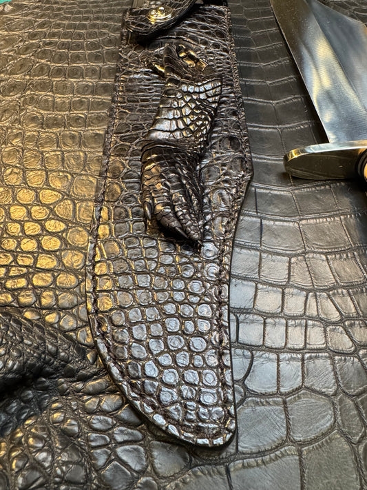 Randall Model Smithsonian “Smitty”Sheath in Exotic Australian Black Hornback ( foot and claw ) Crocodile skin from Treeman. Sheath only