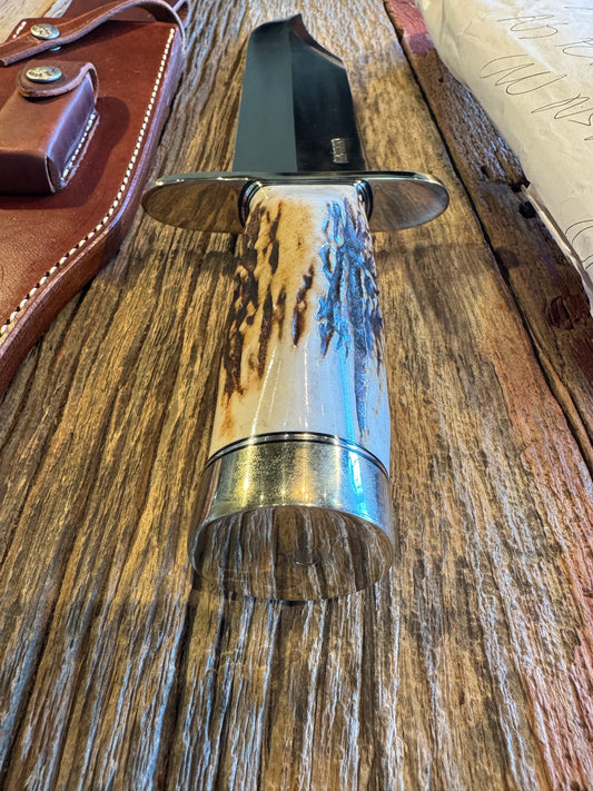 New in Paper Randall Model 12-11 Smithsonian “Smitty” in a Huge piece of Popcorn Stag. Nickel Silver Hilt and Butt cap.