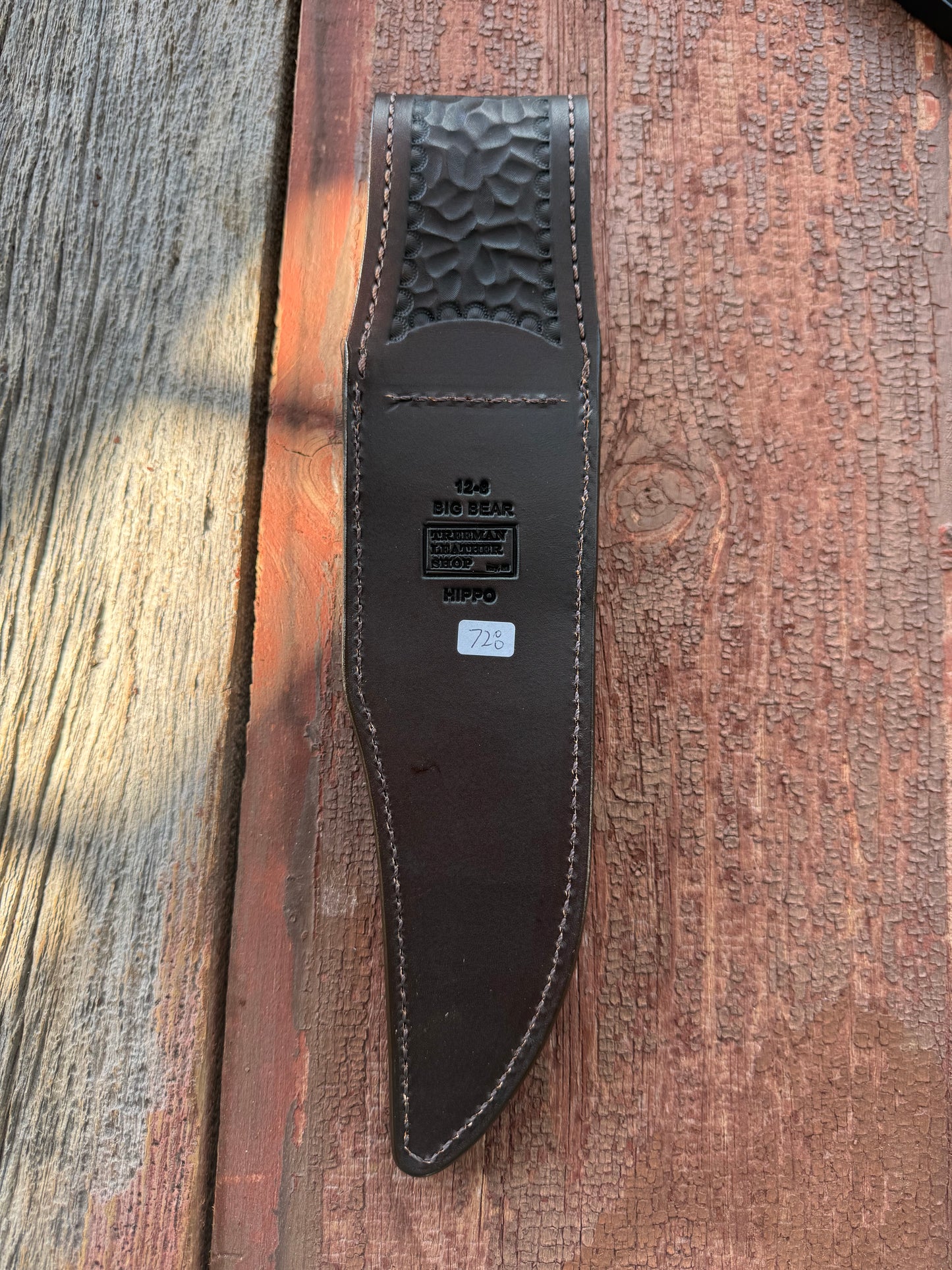 Randall Model 12-8 “Big Bear” Sheath in Exotic Grey Hippo leather by Treeman.