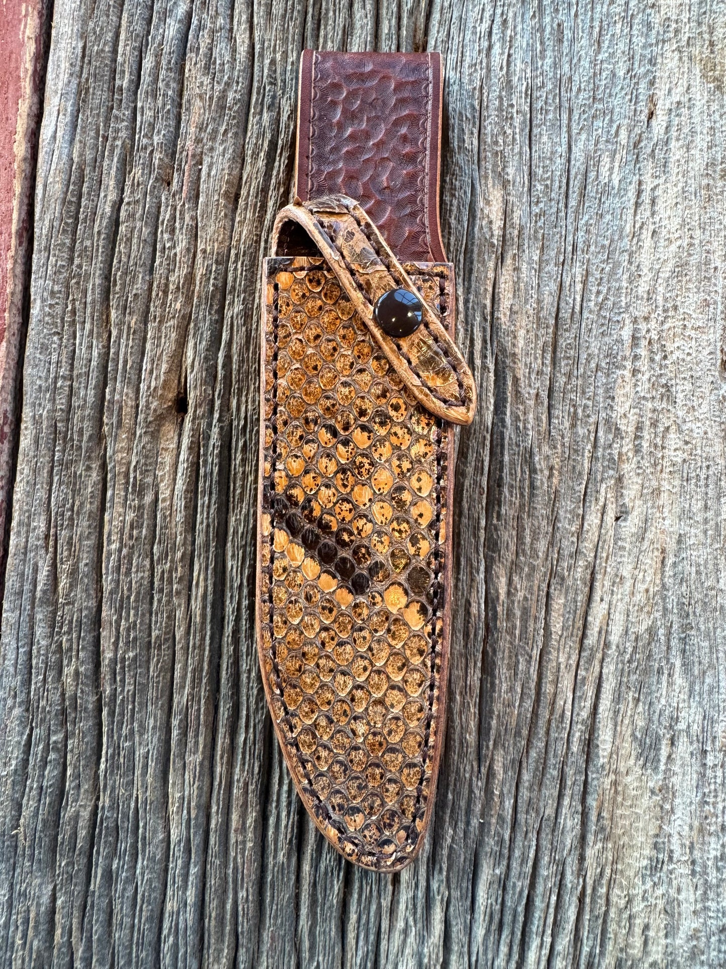 New Randall Sullivans by Gutcher Exotic Python Knife Sheath for a Model 1-6 or 12-6 with Sharpening Stone.