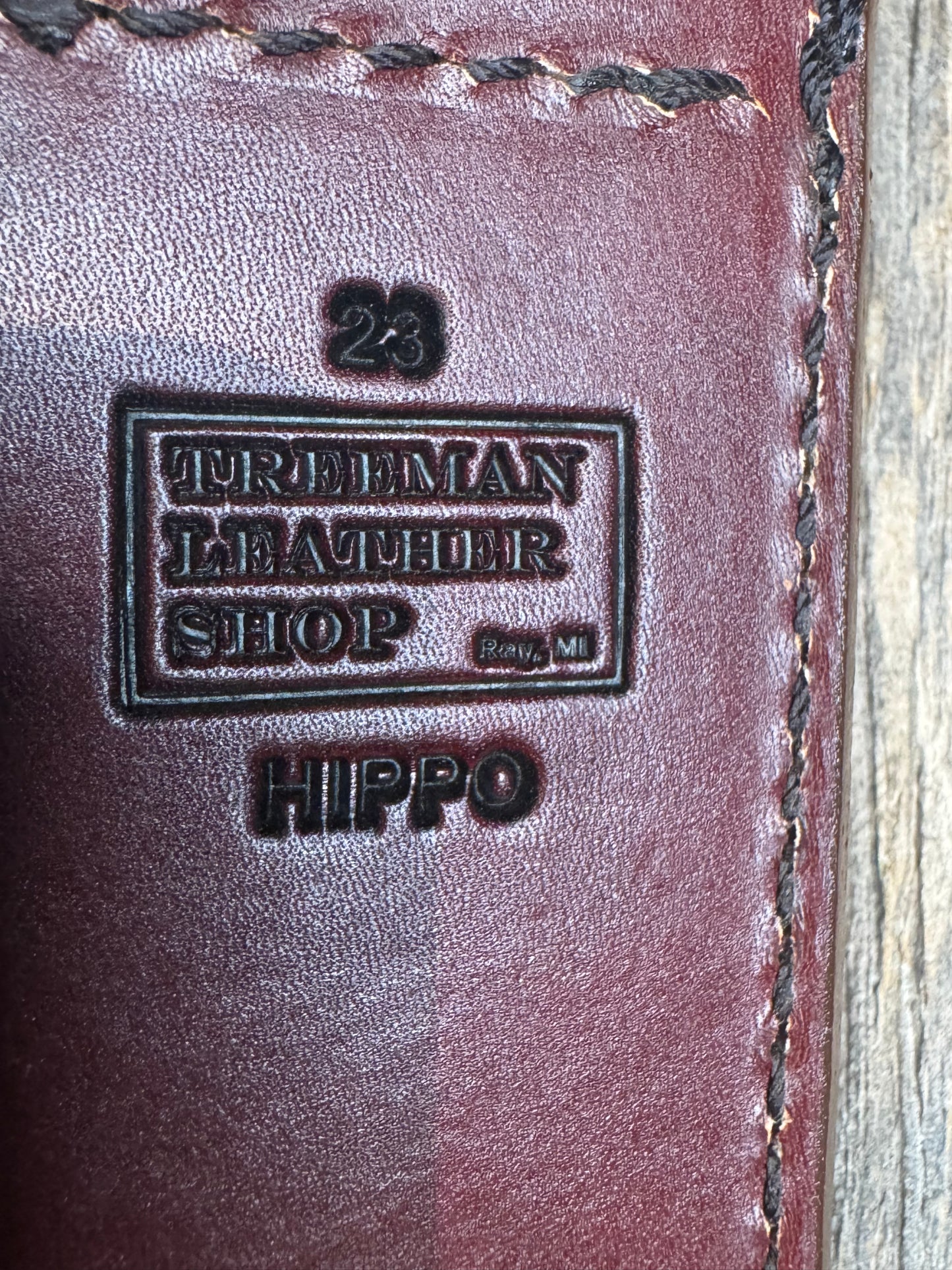 Randall Model 23 Sheath in Exotic Chocolate Hippo from Treeman.