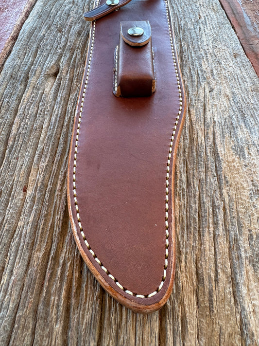 New Randall Sullivans by Gutcher Leather Knife Sheath for a Model 12-11 Smitty with Sharpening Stone.