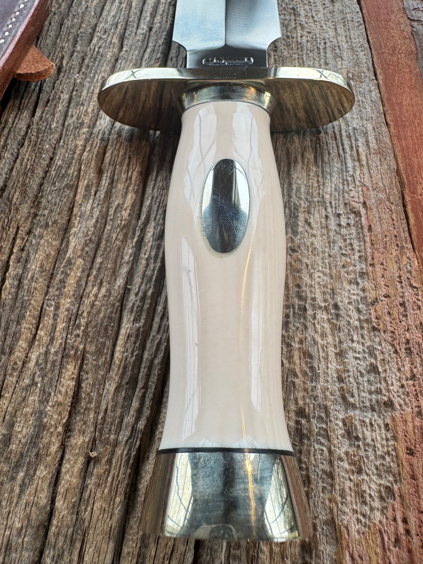 New in Paper Randall Knife Clinton Special TC Nickel Hilt and Collar, Stainless Steel, Resin, nameplate