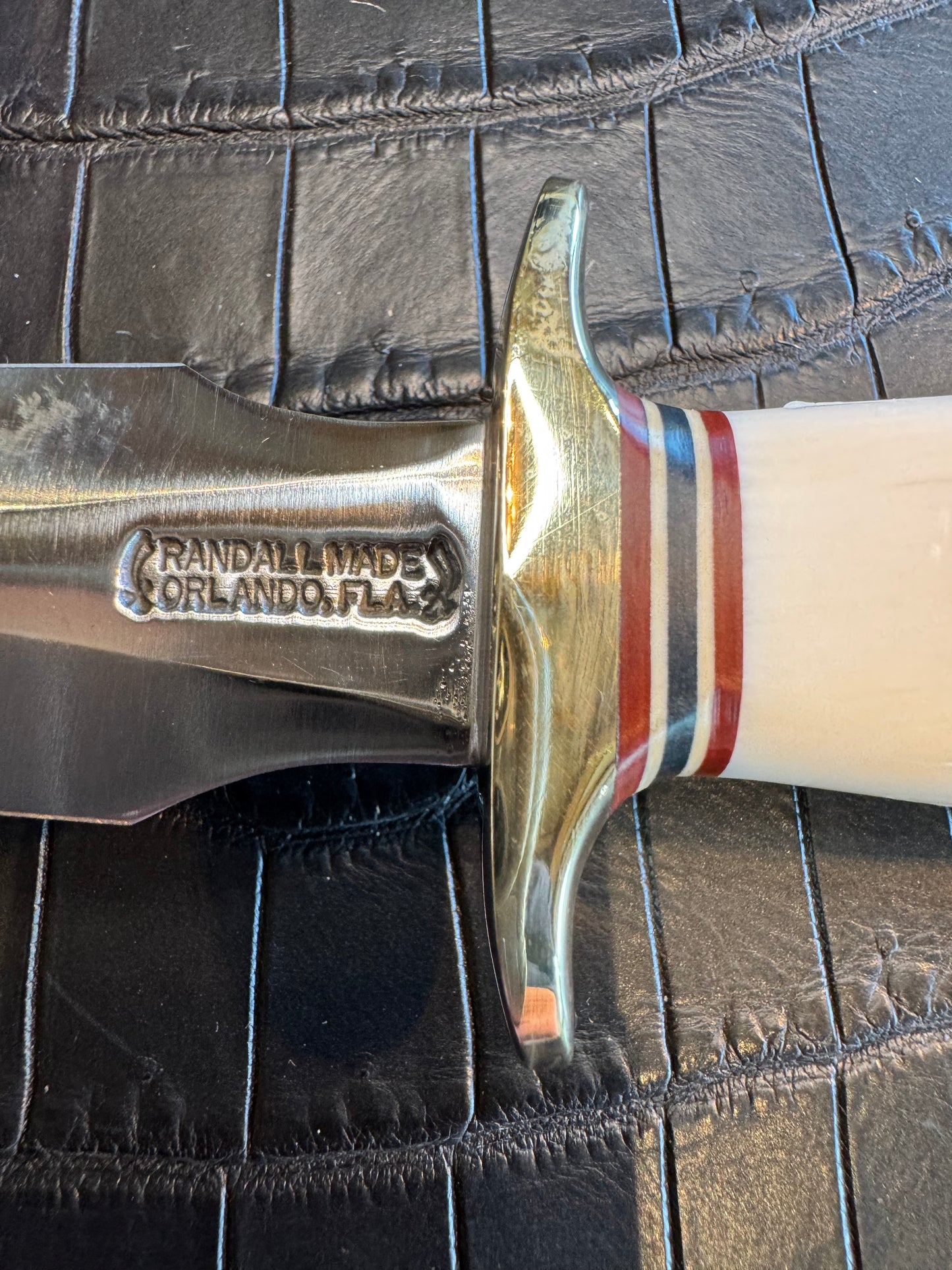 Vintage Randall Model 2-5 in Elephant Ivory with Nickel Silver Hilt and Aluminum Butt cap. Flawless.