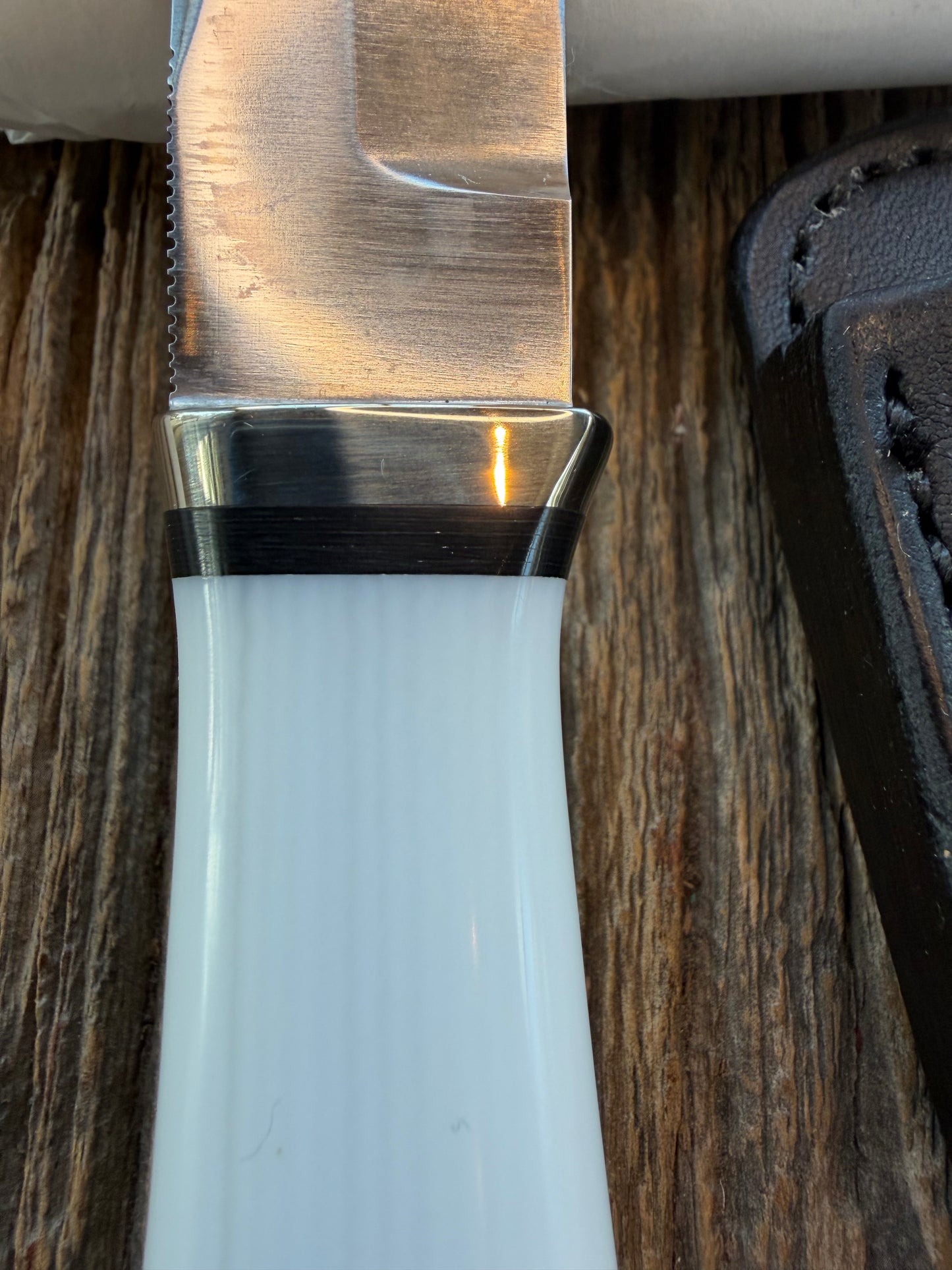New in Paper Randall Model “Gambler” 4 Inch in Ivorite Nickel hilt, Stainless, black single spacer.
