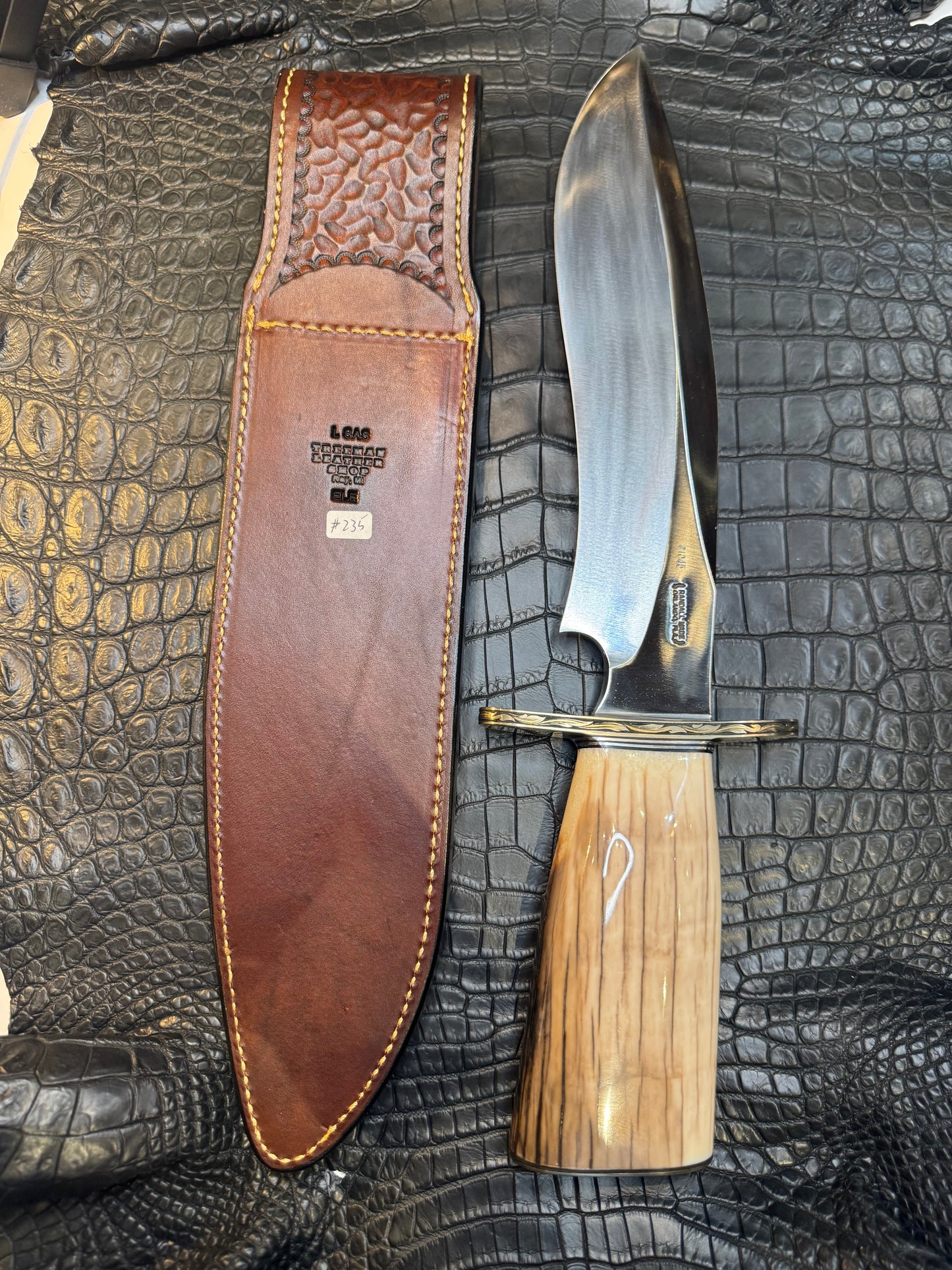 Randall Model 12-11 Large Sasquatch Sheath in Exotic Cognac Elephant by Treeman. (Sheath only)