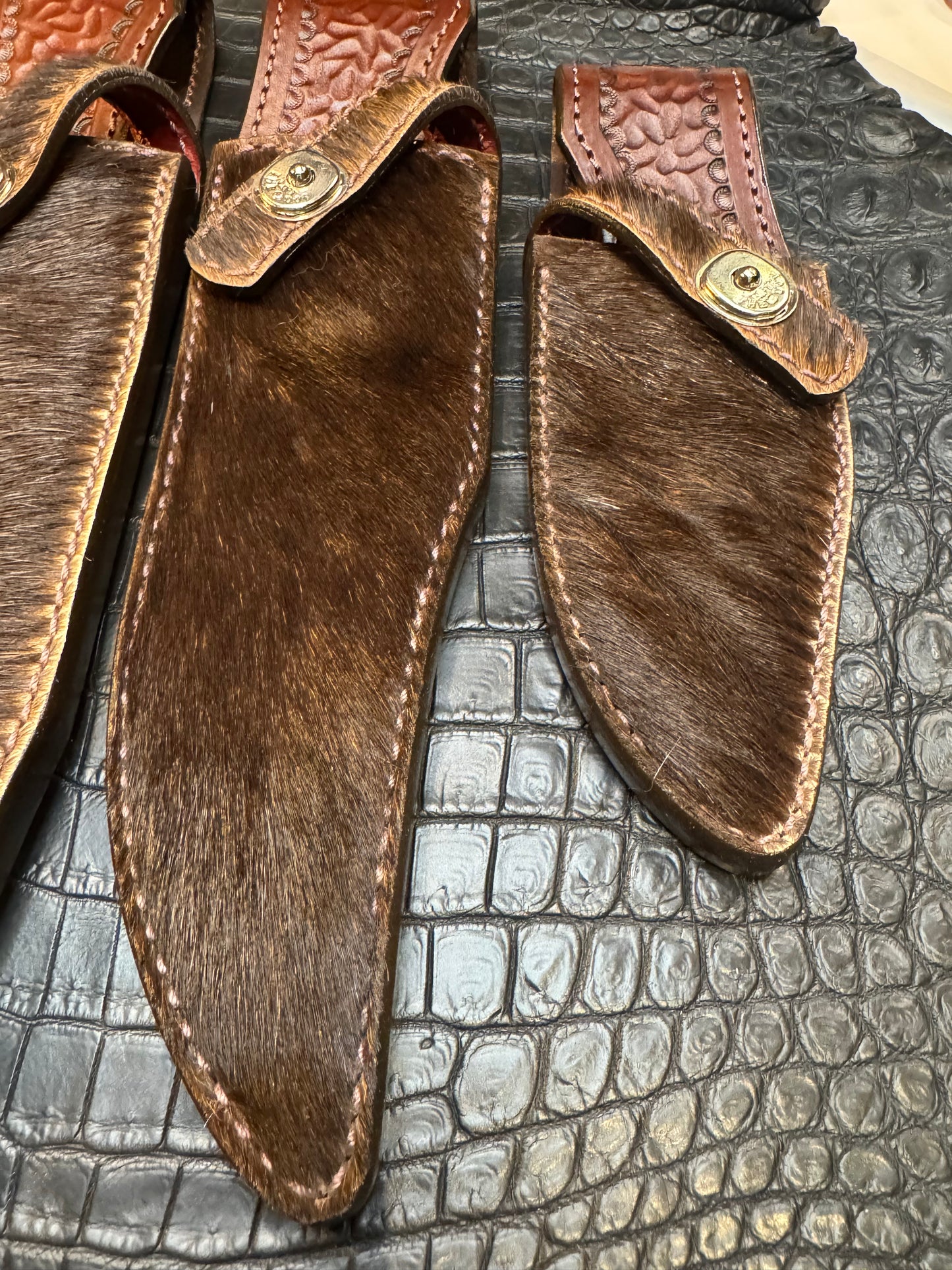 Limited Edition Set of Four Sheath’s. A Randall Model 12-11, Model 12-9, Model 12-8, Model 19-5. All in Exotic African Sable Fur. Limited to just 9 sets this being #6 of 9 by Treeman.