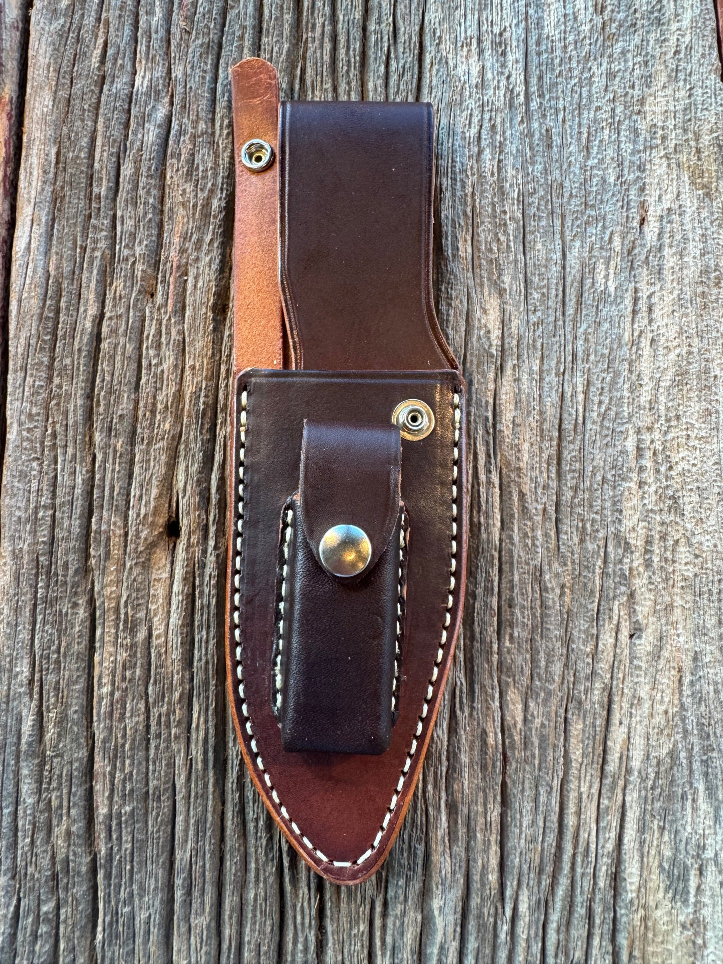 New Randall Sullivans by Gutcher Leather Knife Sheath for a Model 19-5 with Sharpening Stone.