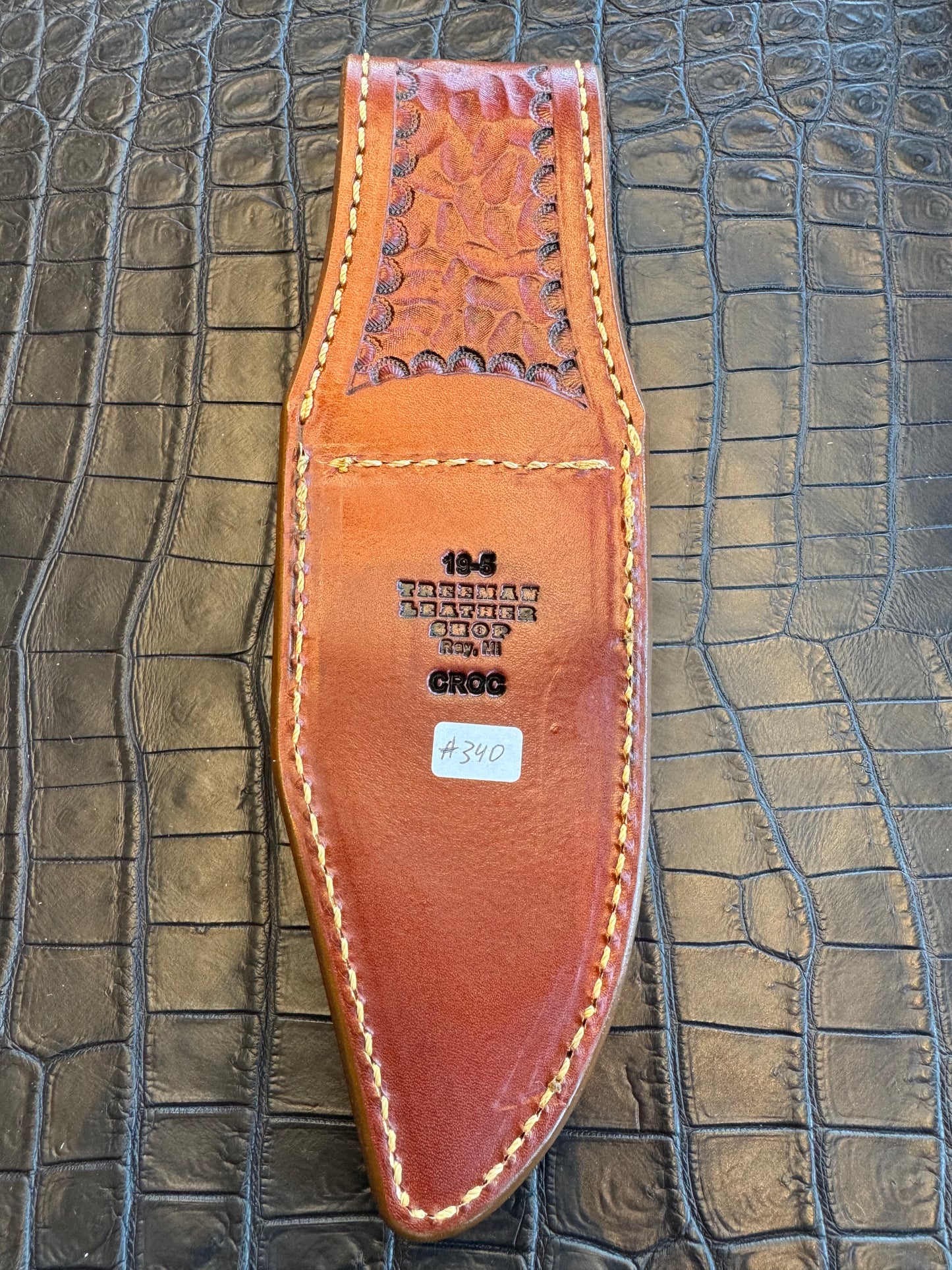 Randall Model 19-5 Exotic Rum Tan Crocodile Sheath from Treeman.