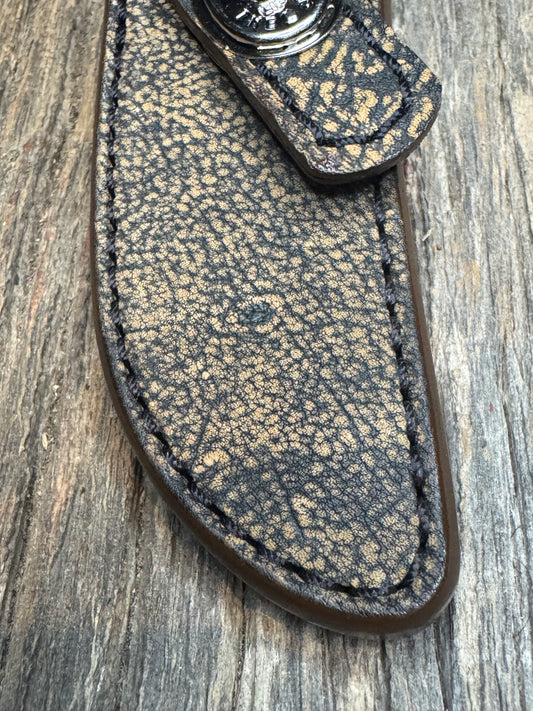 Randall Model 21 Sheath in Exotic Brown Giraffe from Treeman.