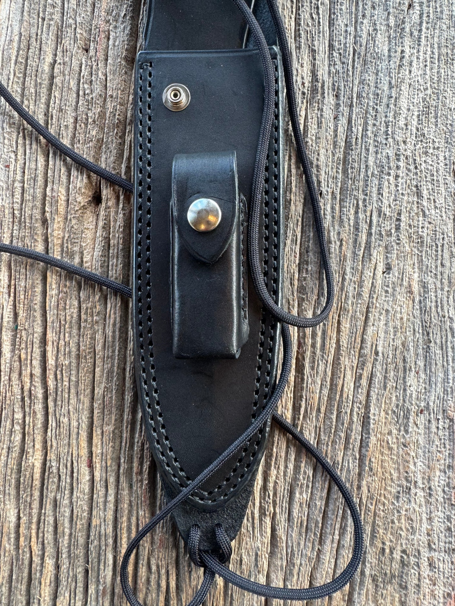 New Randall Sullivans by Gutcher Black Leather Knife Sheath Model 14 with Sharpening Stone.