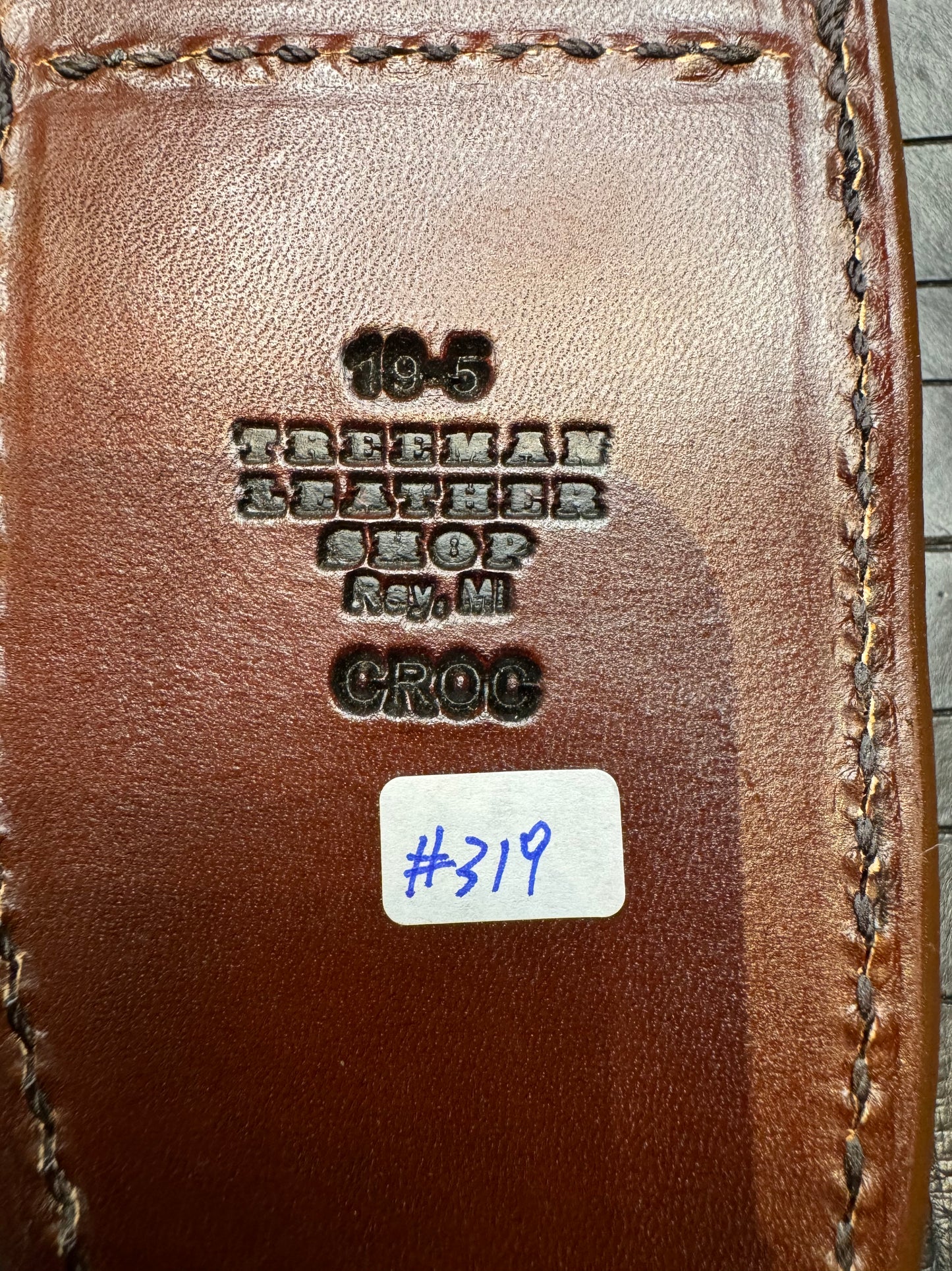 Randall Model 19-5 Exotic Army Green Crocodile Sheath from Treeman.