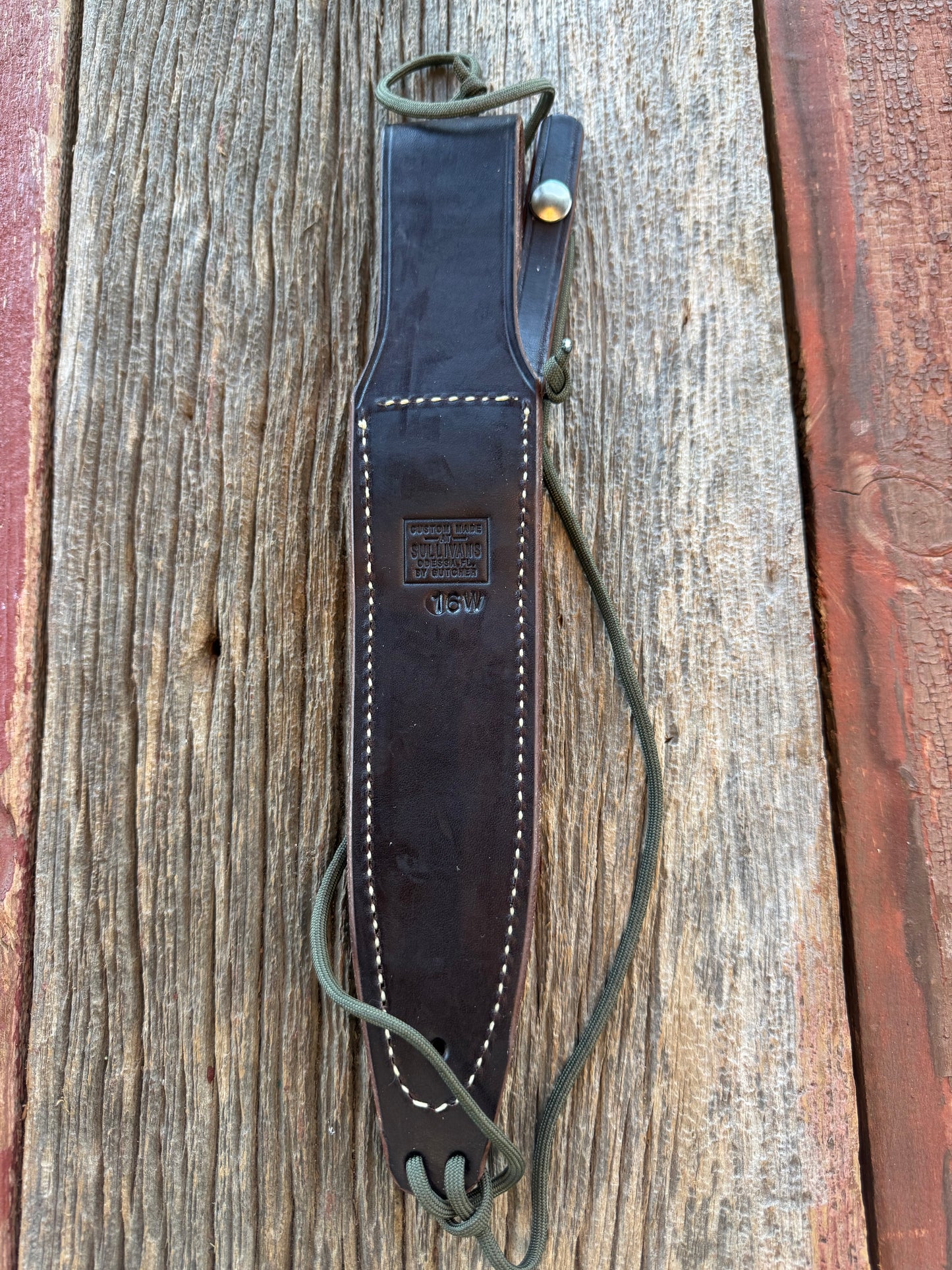 New Randall Sullivans by Gutcher Leather Knife Waxed Sheath for a Model 16 with Sharpening Stone.