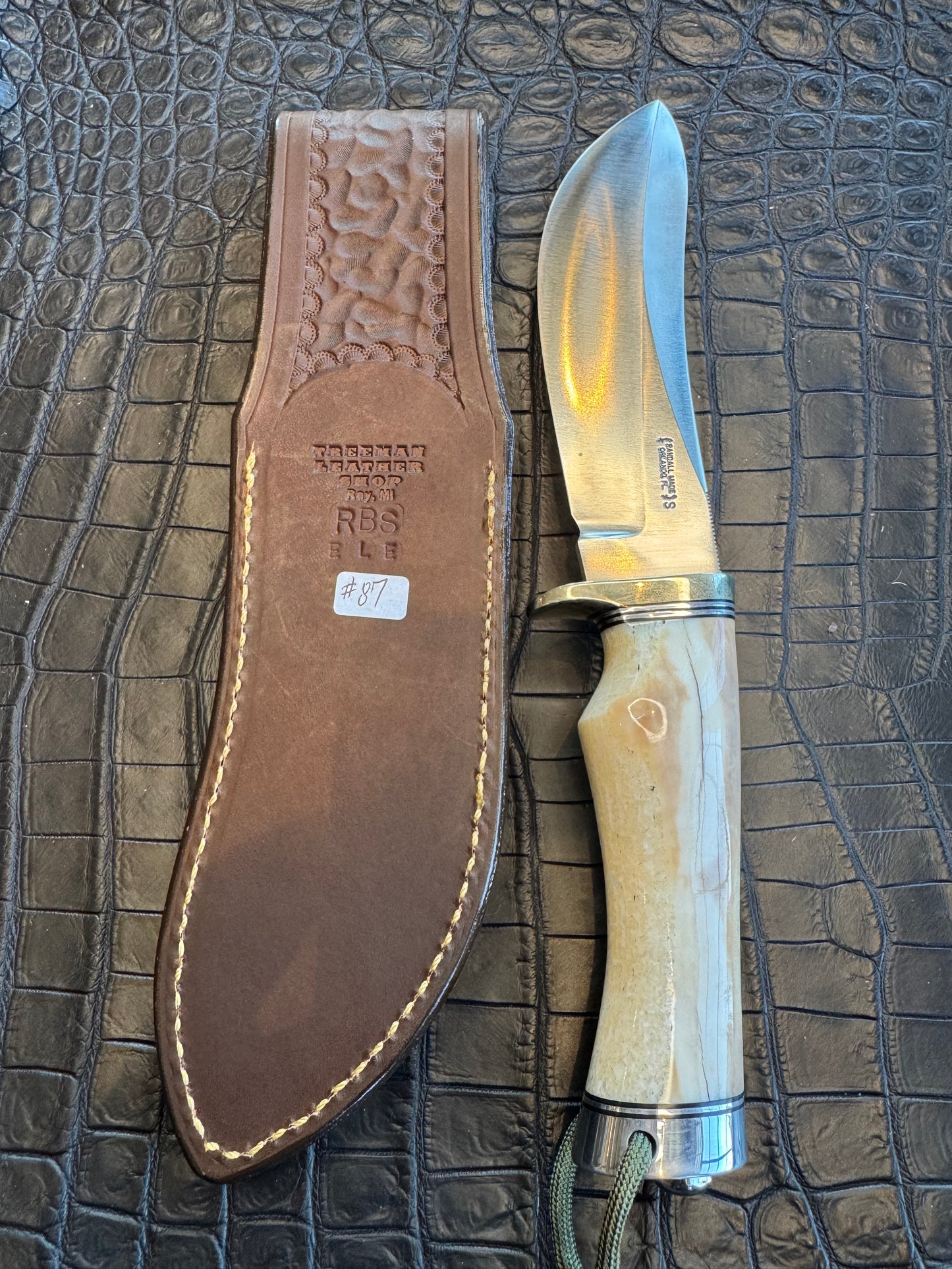 Randall Model RBS Rick Bowles Skinner Sheath in Exotic Black Elephant Skin from Treeman. Sheath only